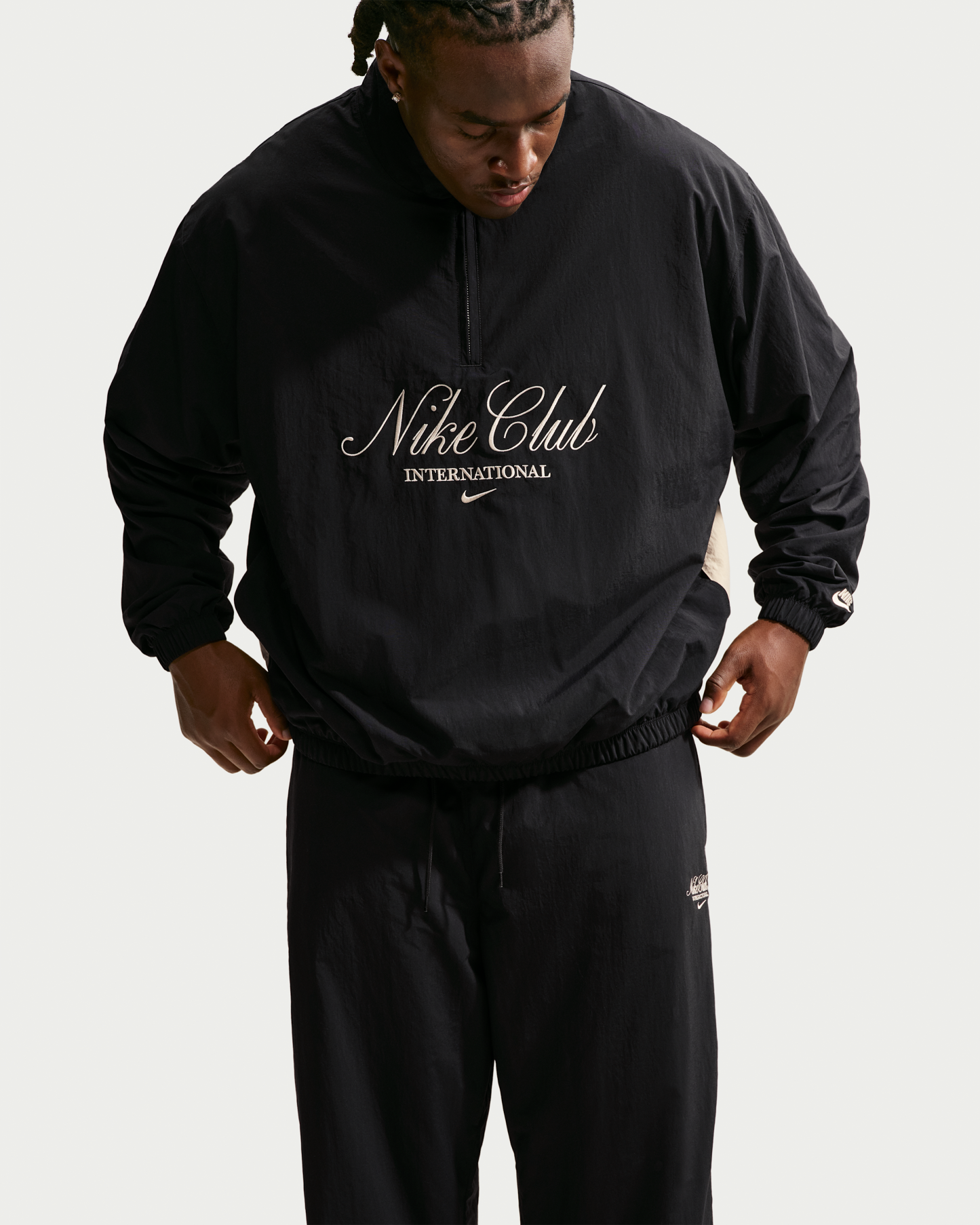 Nike Club Men's 1/2-Zip Jacket - Black/Sand Drift/Sand Drift - View 6