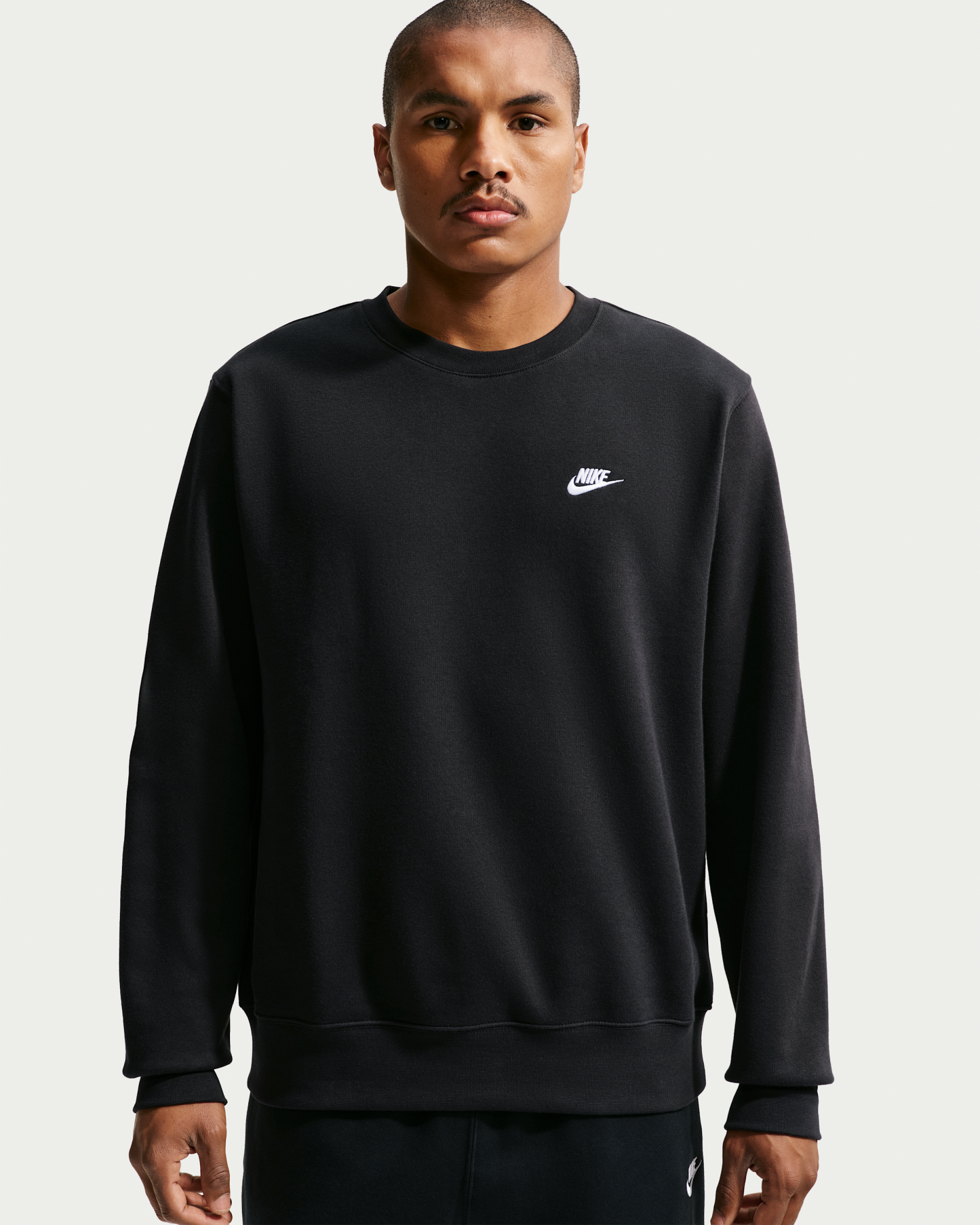 Nike Club Men's Fleece Crew - Black/White - View 1