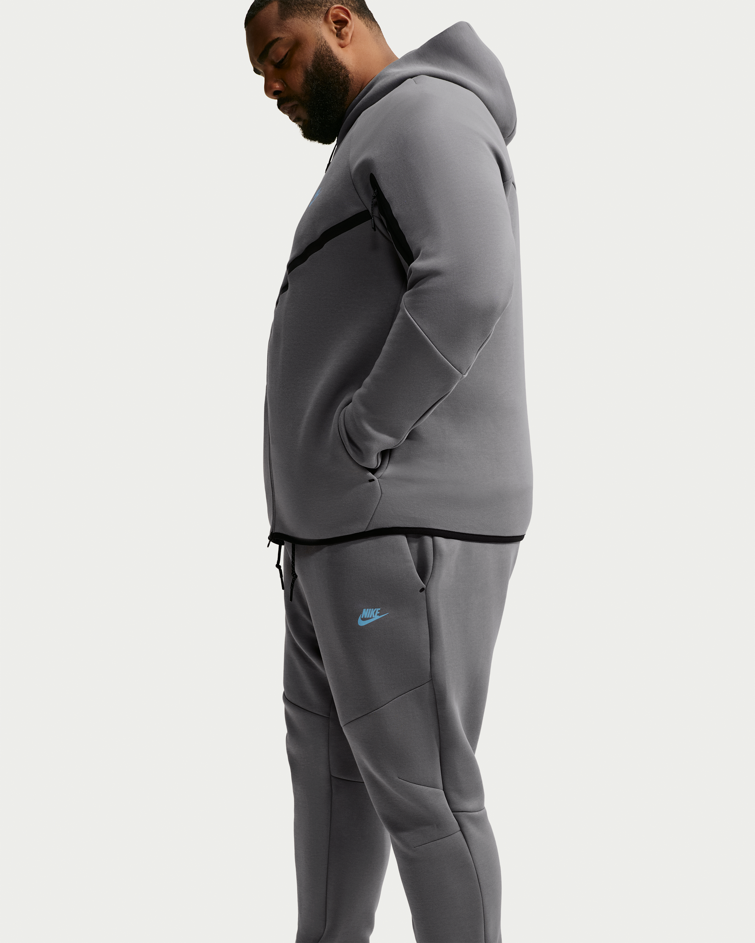 Nike Tech Men's Fleece Joggers - Smoke Grey/Football Blue - View 9