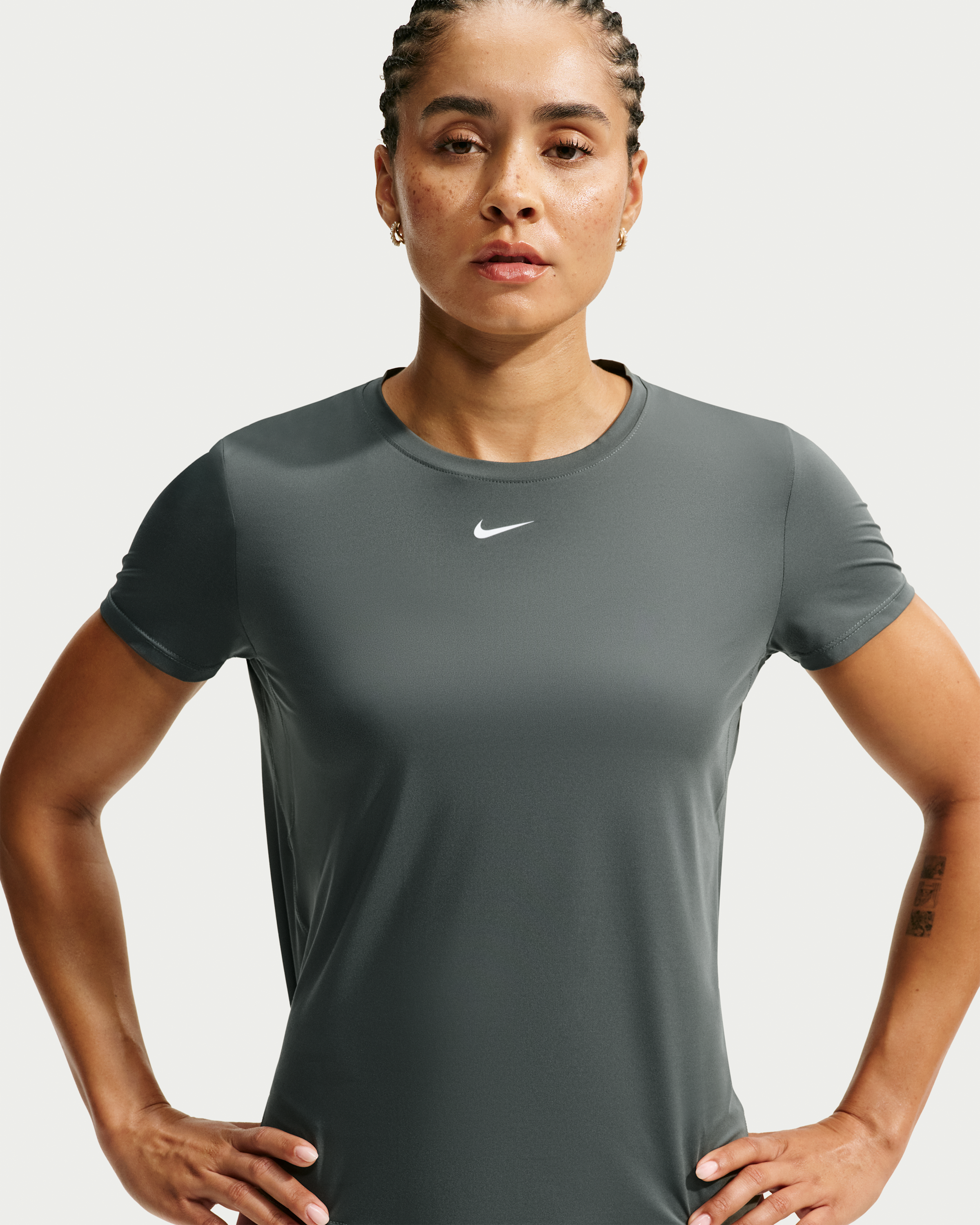 Nike One Classic Women's Dri-FIT Short-Sleeve Top - Camo Green/White - View 1