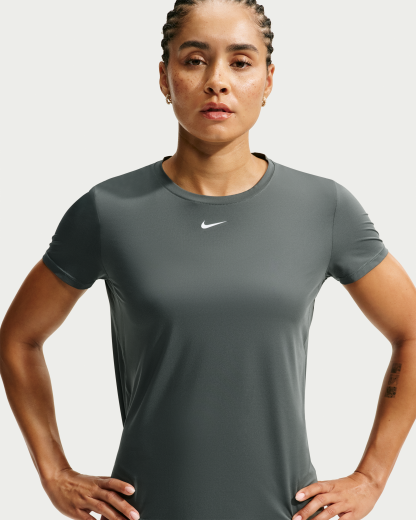 Nike One Classic Women's Dri-FIT Short-Sleeve Top - Camo Green/White - View 1
