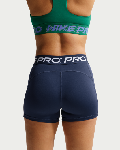 Nike Pro Women's Mid-Rise 7.5cm (approx.) Biker Shorts - Midnight Navy/White - View 3