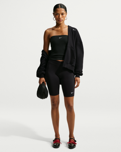 Nike Studio Fleece Medium Weight Women's Oversized Full-Zip Hoodie - Total Black/Sail - View 4