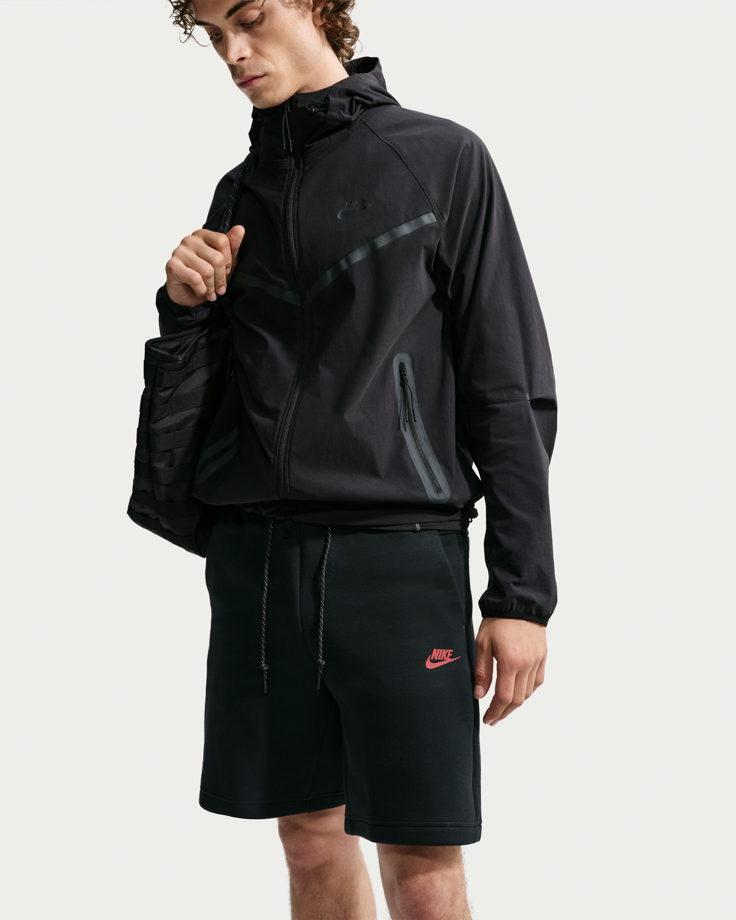 Nike Tech Men's Fleece Shorts - Black/Tough Red - View 4