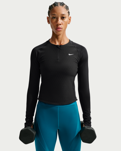 Nike Pro Sculpt Women's Dri-FIT 1/4-Zip Long-Sleeve Top - Black/White - View 1