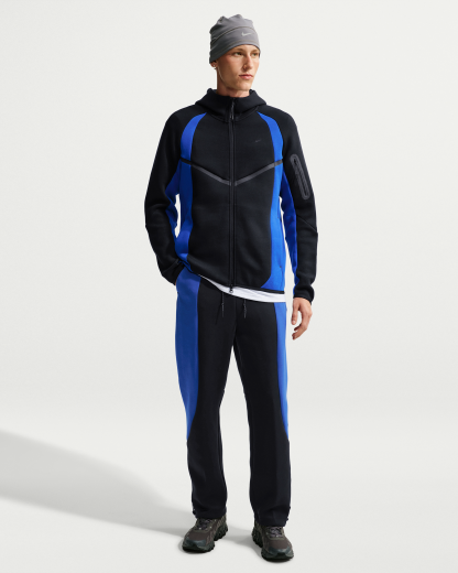 Nike Tech Men's Colour-Block Open-Hem Fleece Trousers - Black/Old Royal/Black - View 1