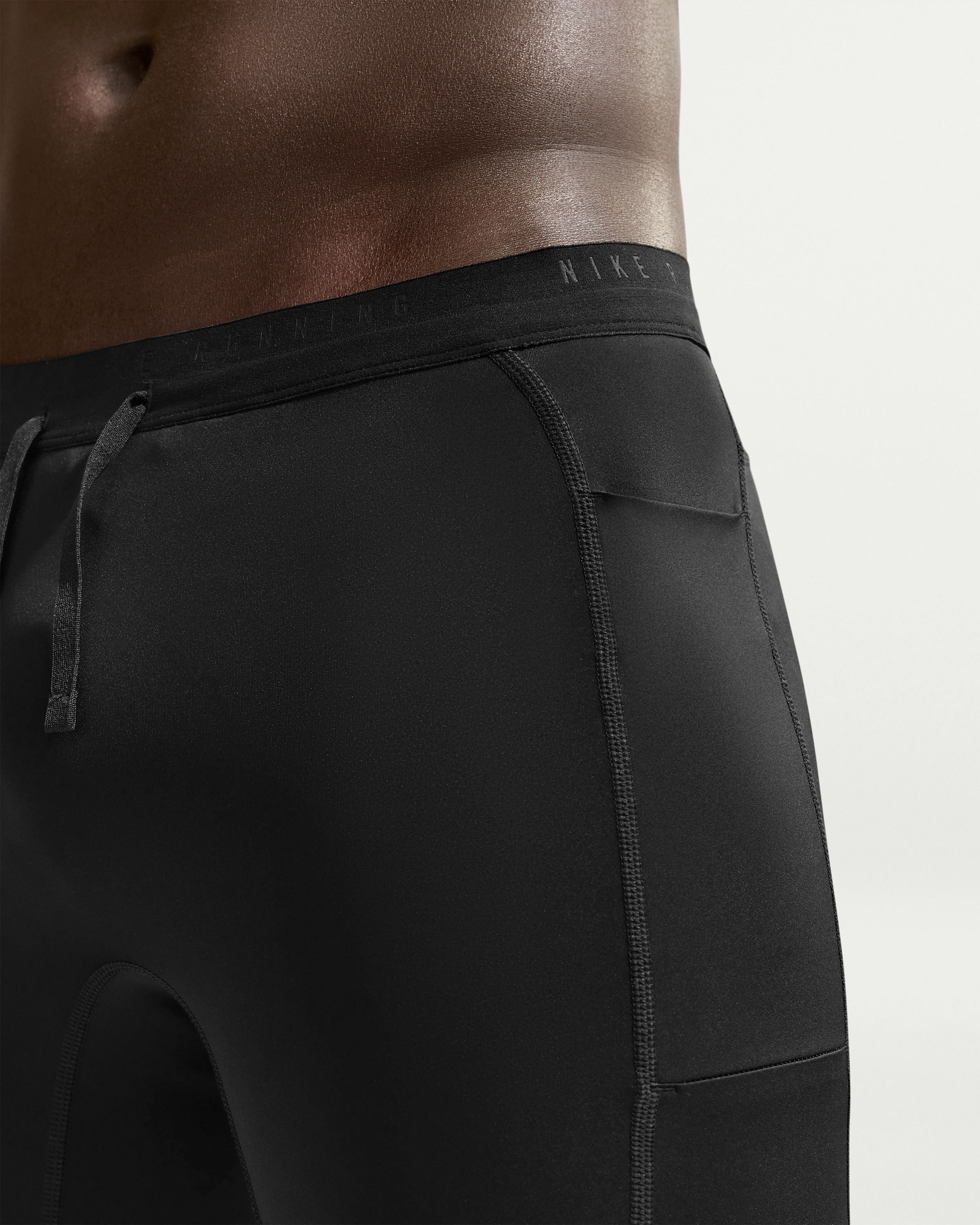 Nike Stride Men's Dri-FIT 1/2-Length Running Tights - Black - View 6