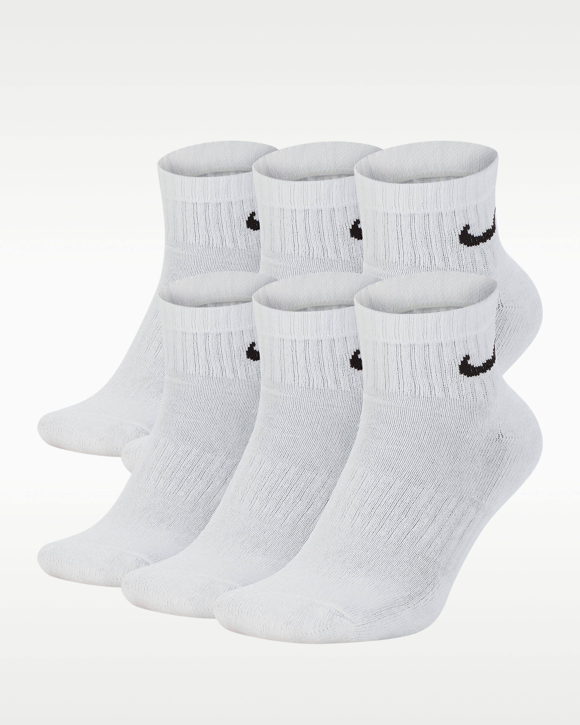 Nike Everyday Cushioned Training Ankle Socks (6 Pairs) - White/Black - View 1