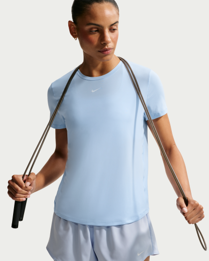 Nike One Classic Women's Dri-FIT Short-Sleeve Top - Hydrogen Blue/White - View 1