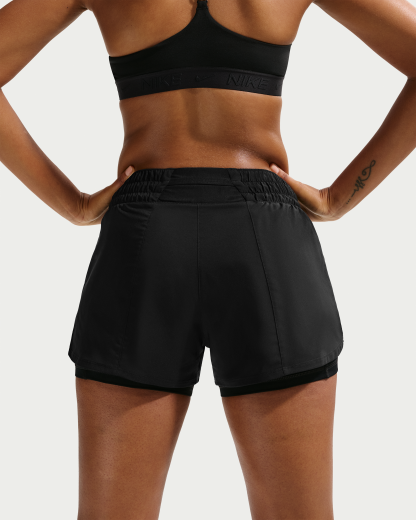 Nike One Women's Dri-FIT Mid-Rise 8cm (approx.) 2-in-1 Shorts - Black/White - View 3