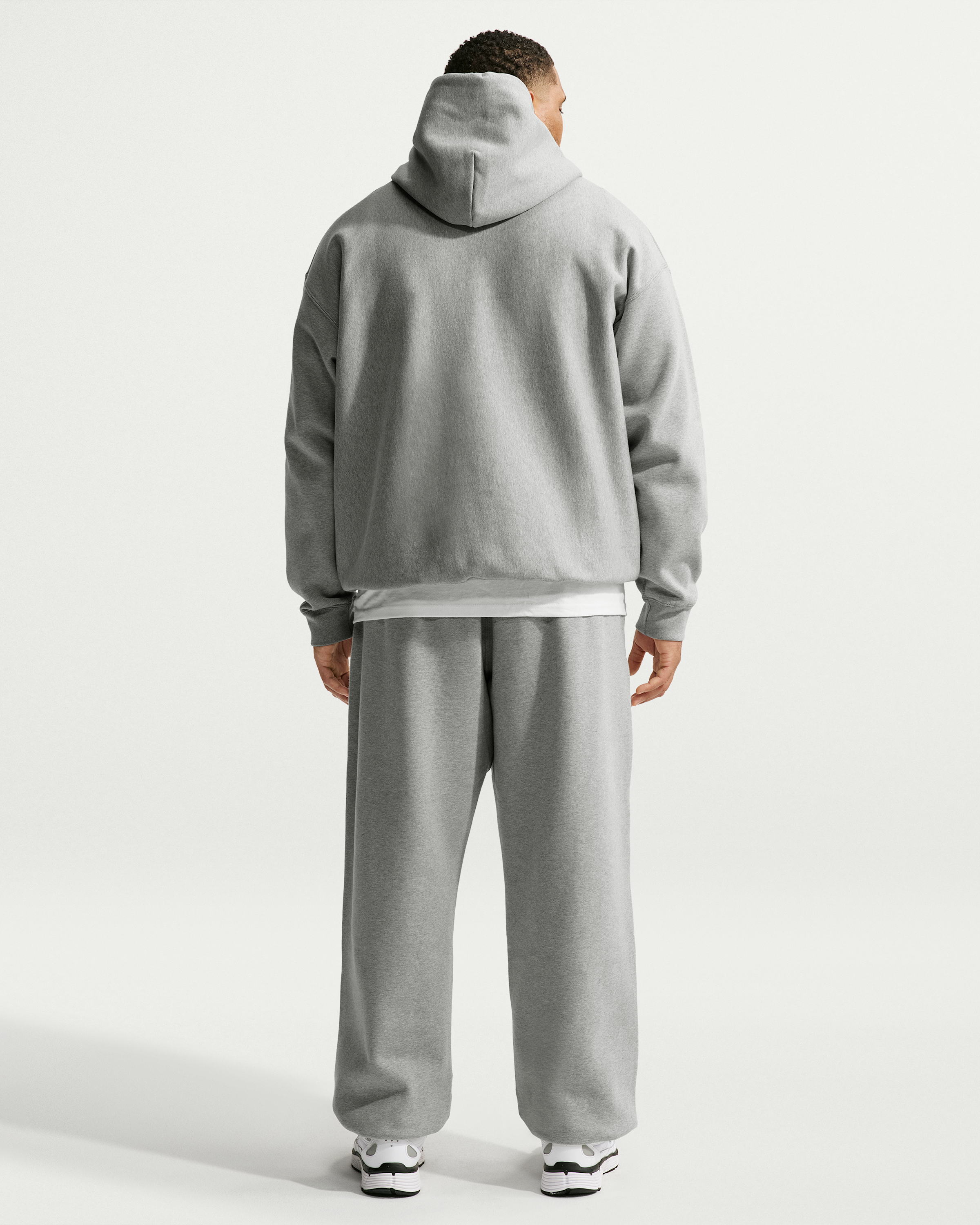 Nike Solo Swoosh Men's Pullover Hoodie - Dark Grey Heather/Light Smoke Grey/White - View 10