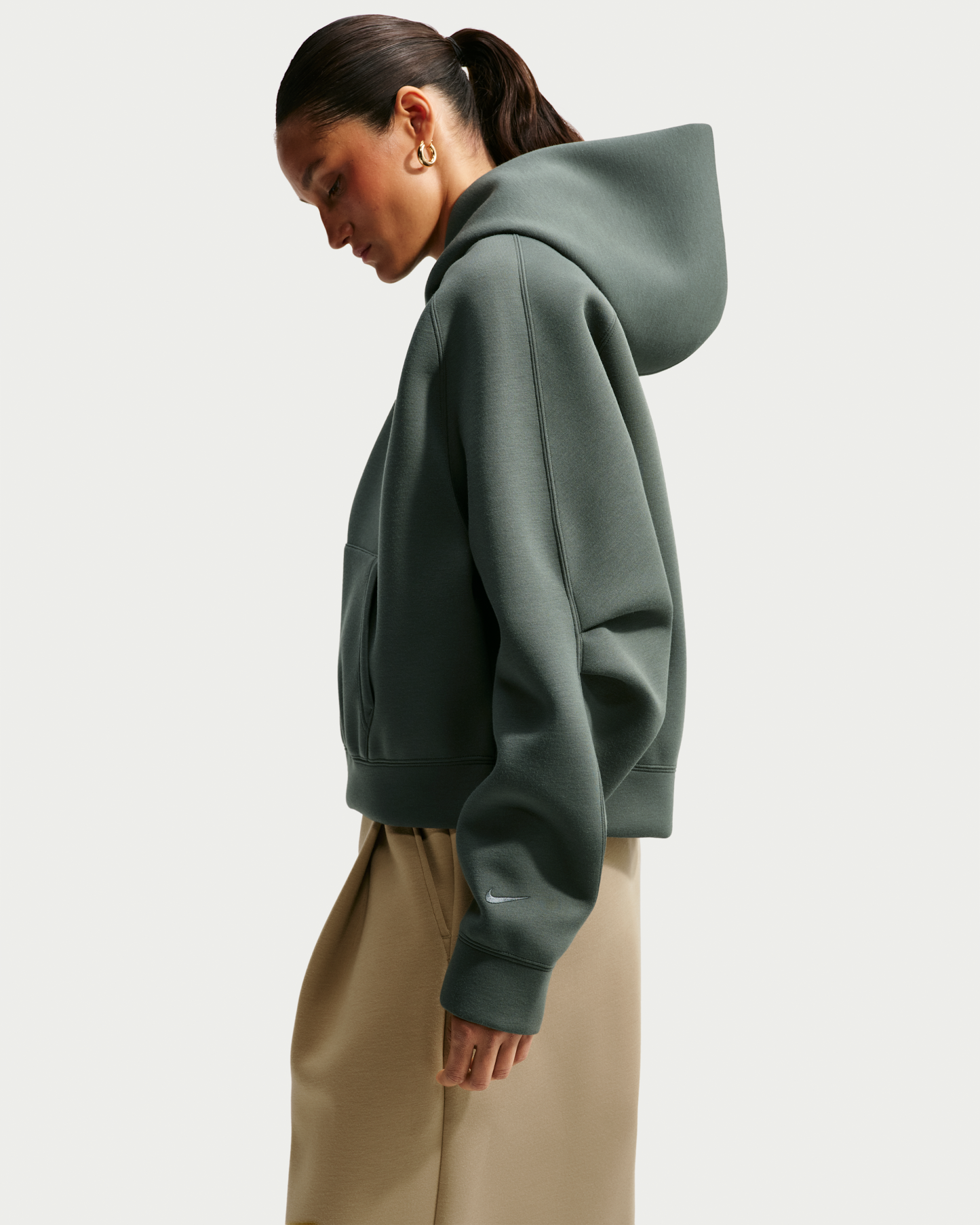Nike Article Fleece Women's Oversized Hoodie - Camo Green/Camo Green - View 2