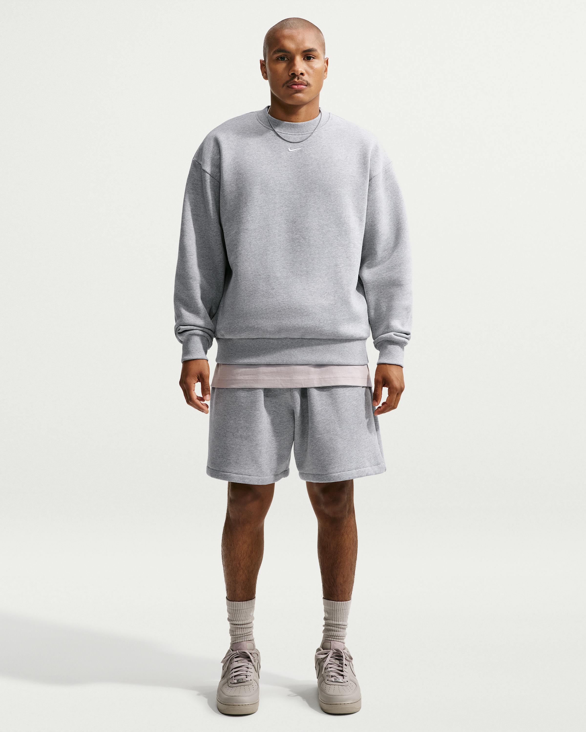 Nike Solo Fleece Men's Crew-Neck Sweatshirt - Dark Grey Heather/Sail - View 4