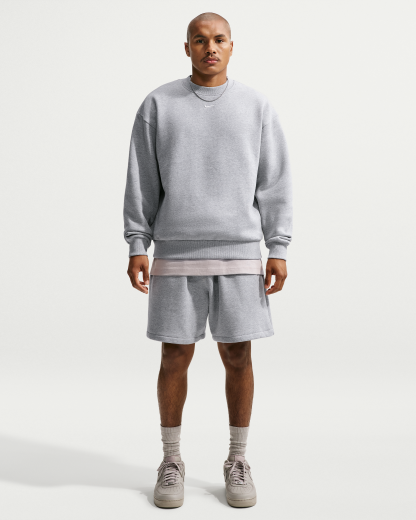 Nike Solo Fleece Men's Crew-Neck Sweatshirt - Dark Grey Heather/Sail - View 4