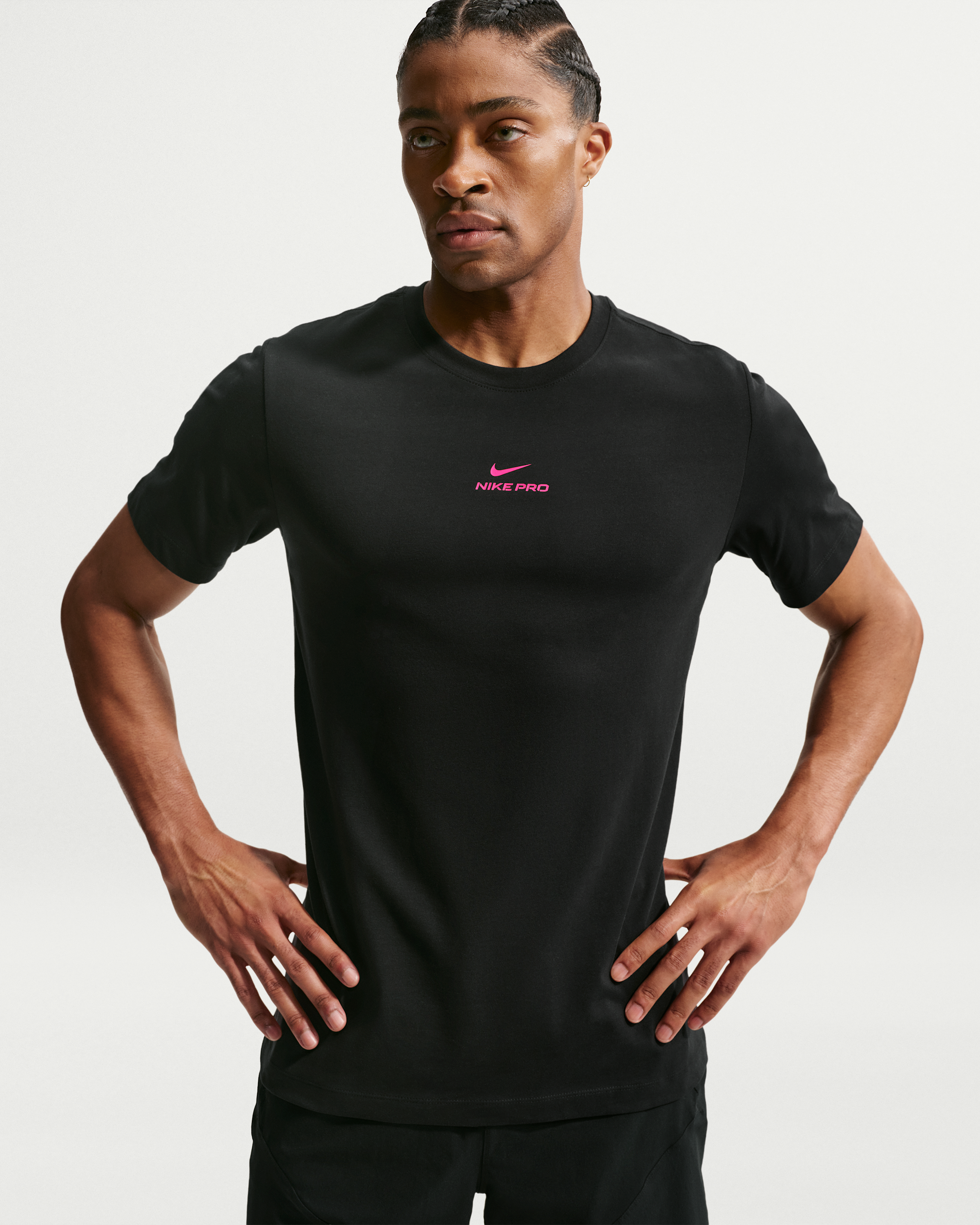 Nike Pro Men's Dri-FIT T-Shirt - Black/Hyper Pink - View 1