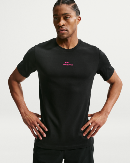 Nike Pro Men's Dri-FIT T-Shirt - Black/Hyper Pink - View 1