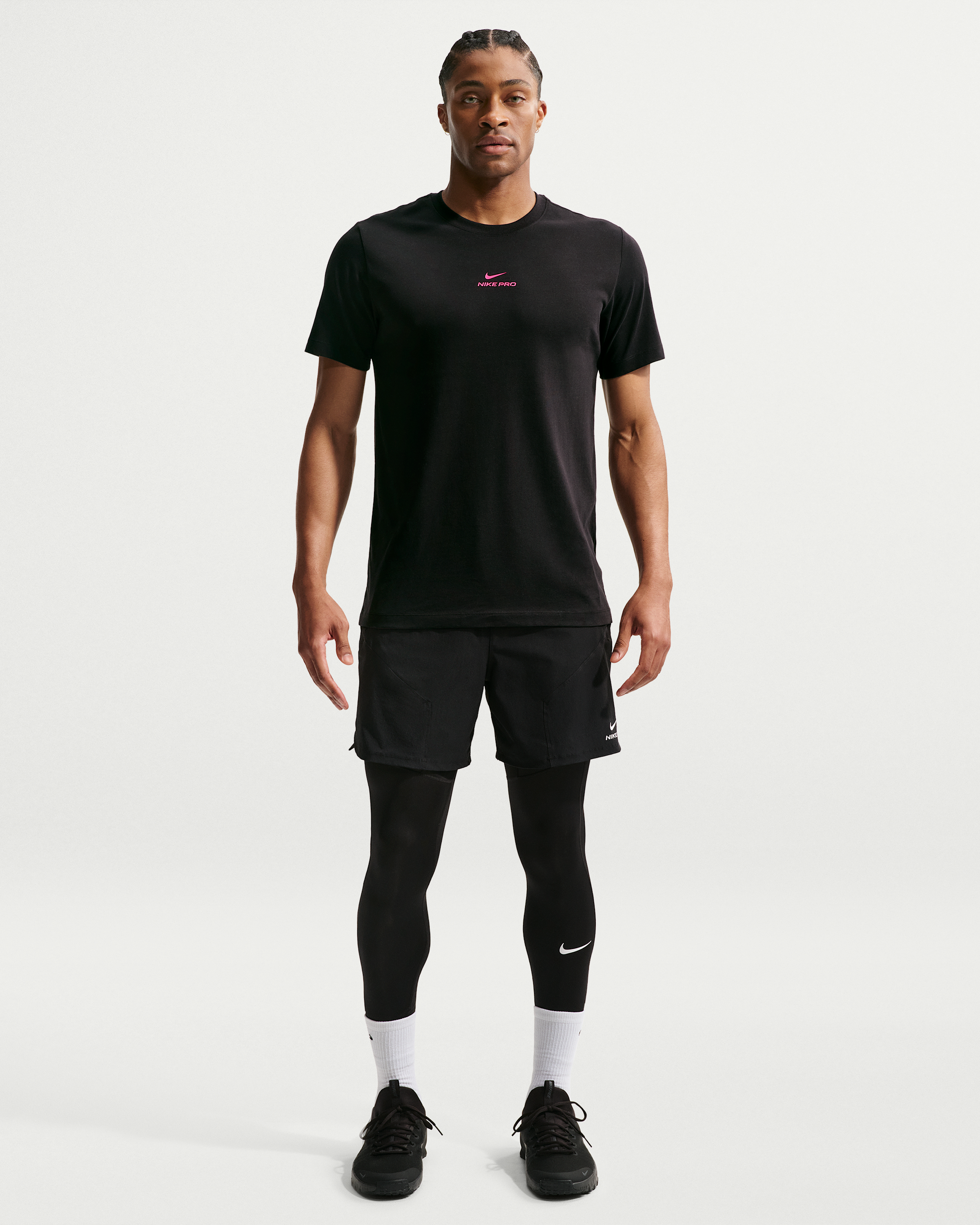 Nike Pro Men's Dri-FIT T-Shirt - Black/Hyper Pink - View 4