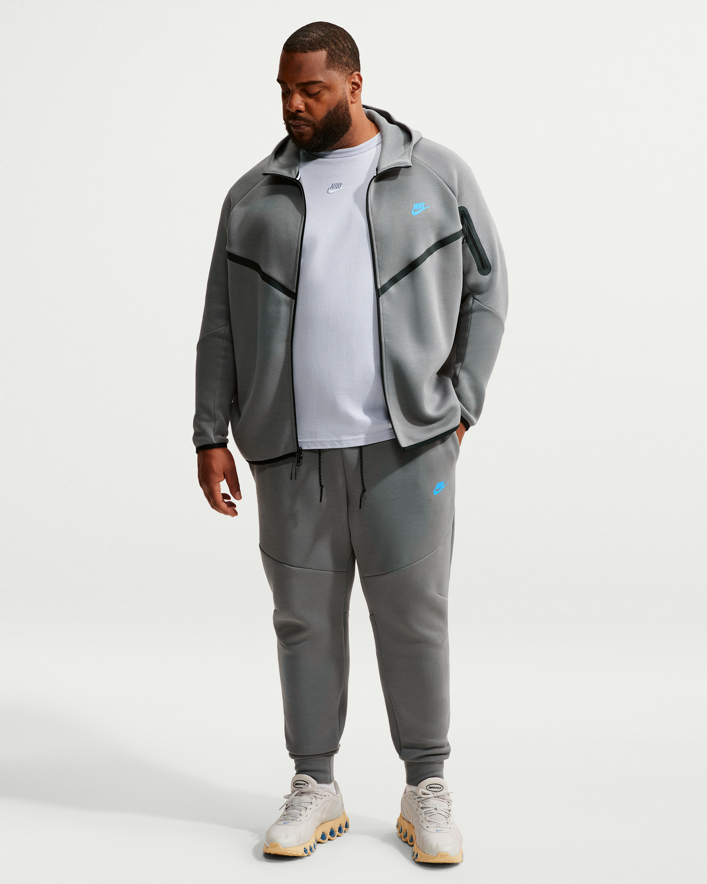 Nike Tech Men's Fleece Windrunner Full-Zip Jacket - Smoke Grey/Football Blue - View 9