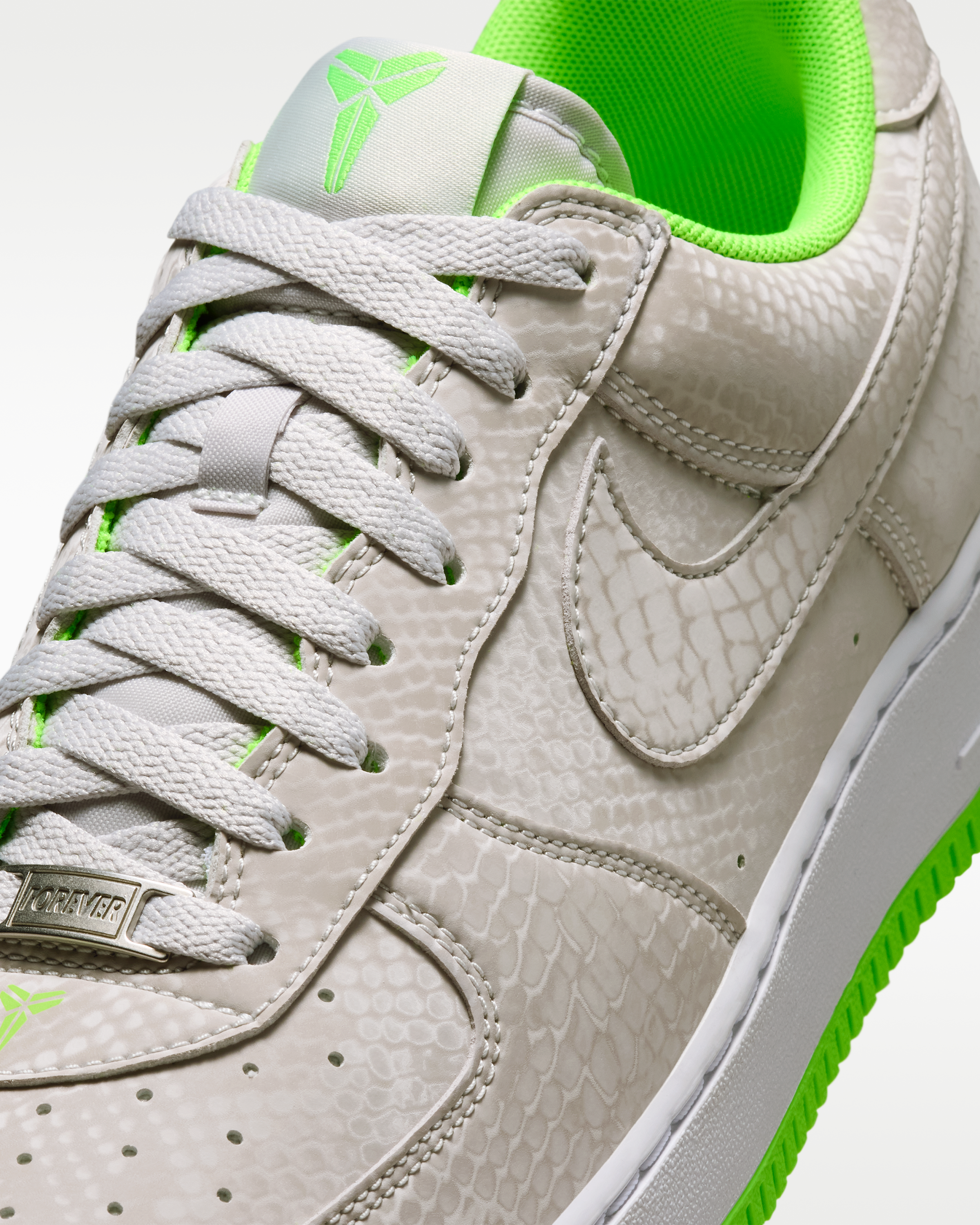 Kobe Air Force 1 Low Men's Shoes - Vast Grey/White/Electric Green - View 7