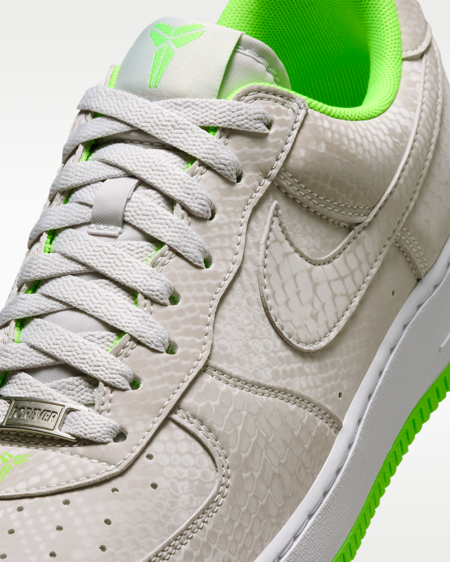 Kobe Air Force 1 Low Men's Shoes - Vast Grey/White/Electric Green - View 7