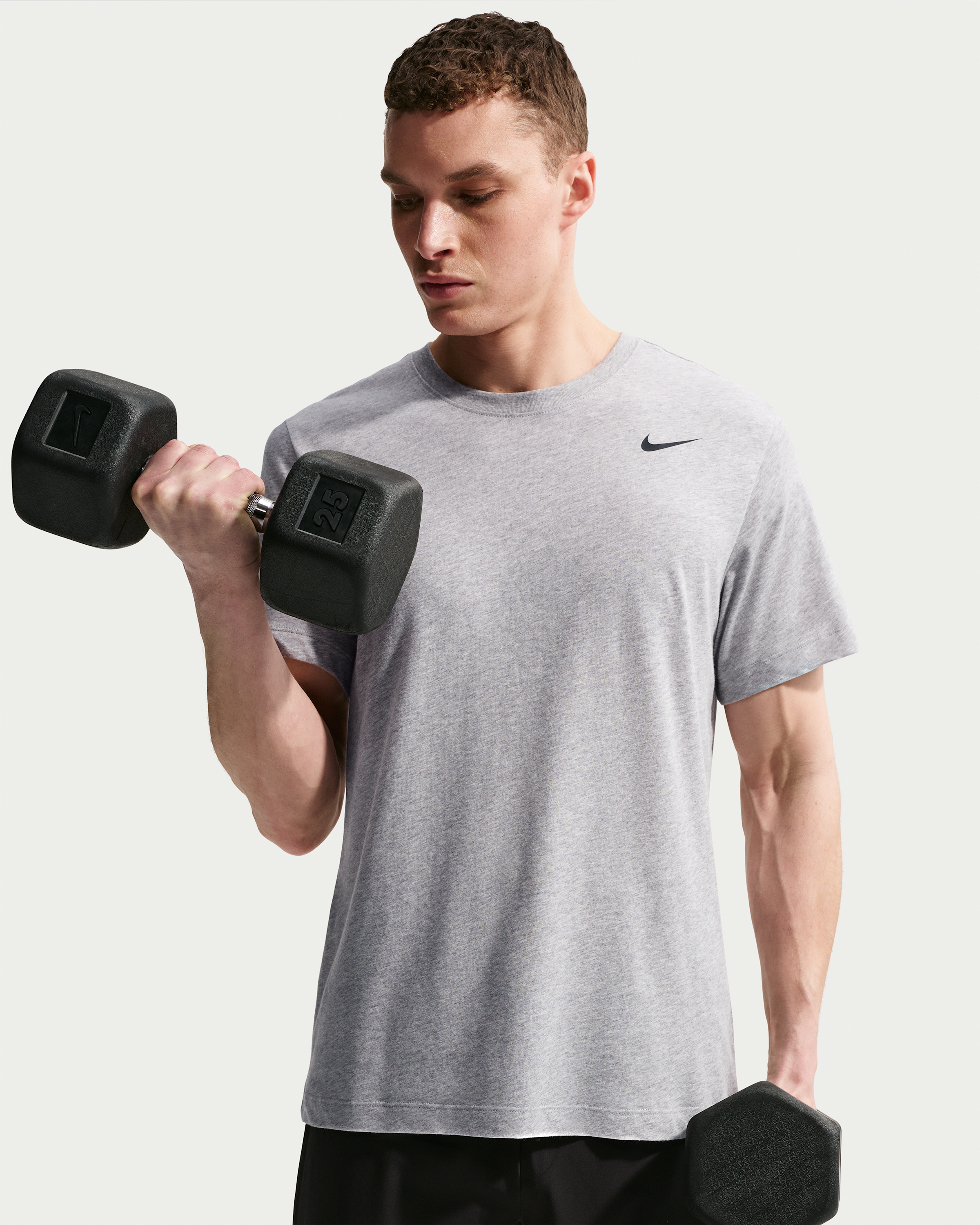 Nike Dri-FIT Men's Fitness T-Shirt - Dark Grey Heather/Black - View 3