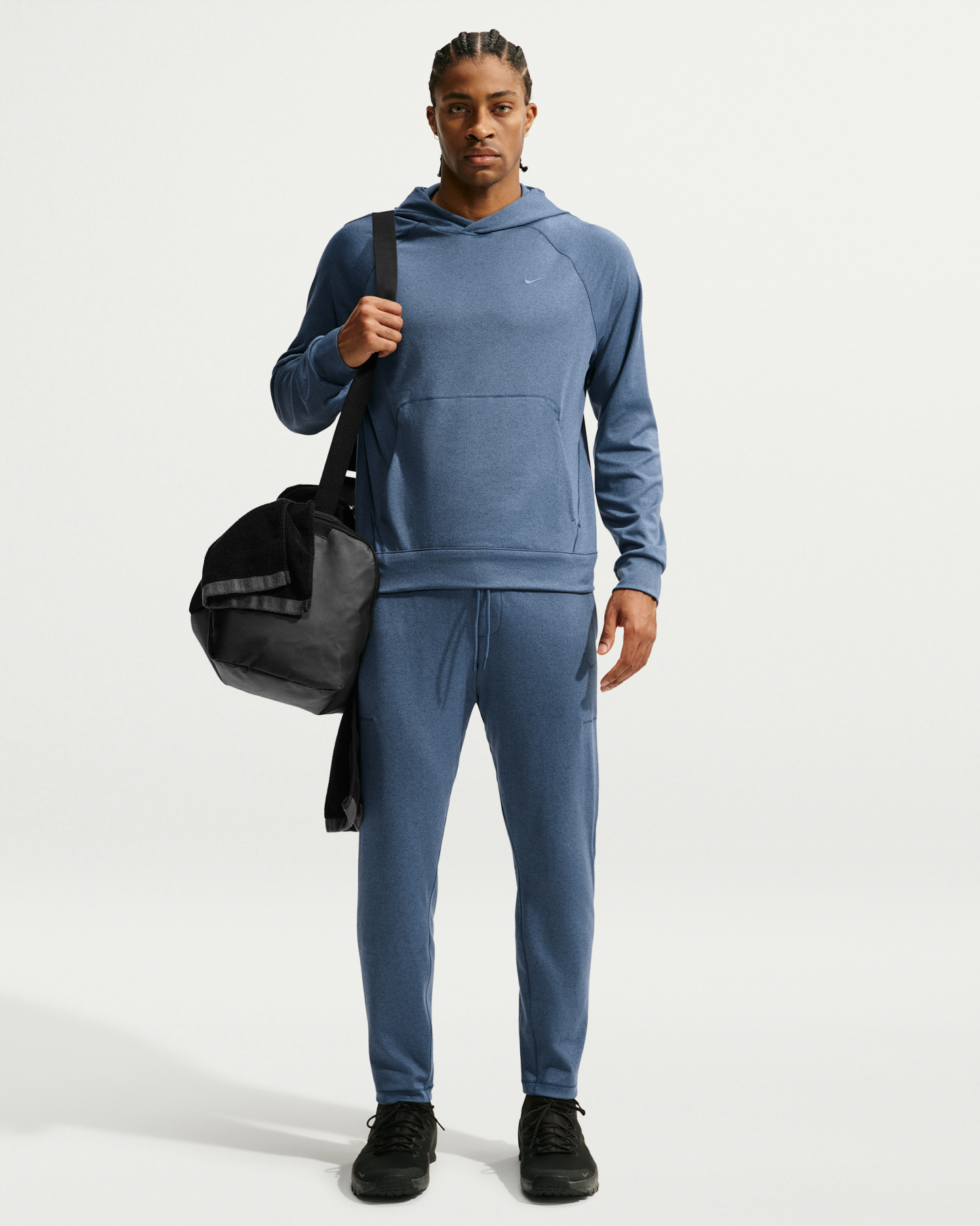 Nike Primary NanoKnit Men's Dri-FIT UV Protection Pullover Performance Hoodie - New Slate/Midnight Navy/Heather/New Slate - View 4