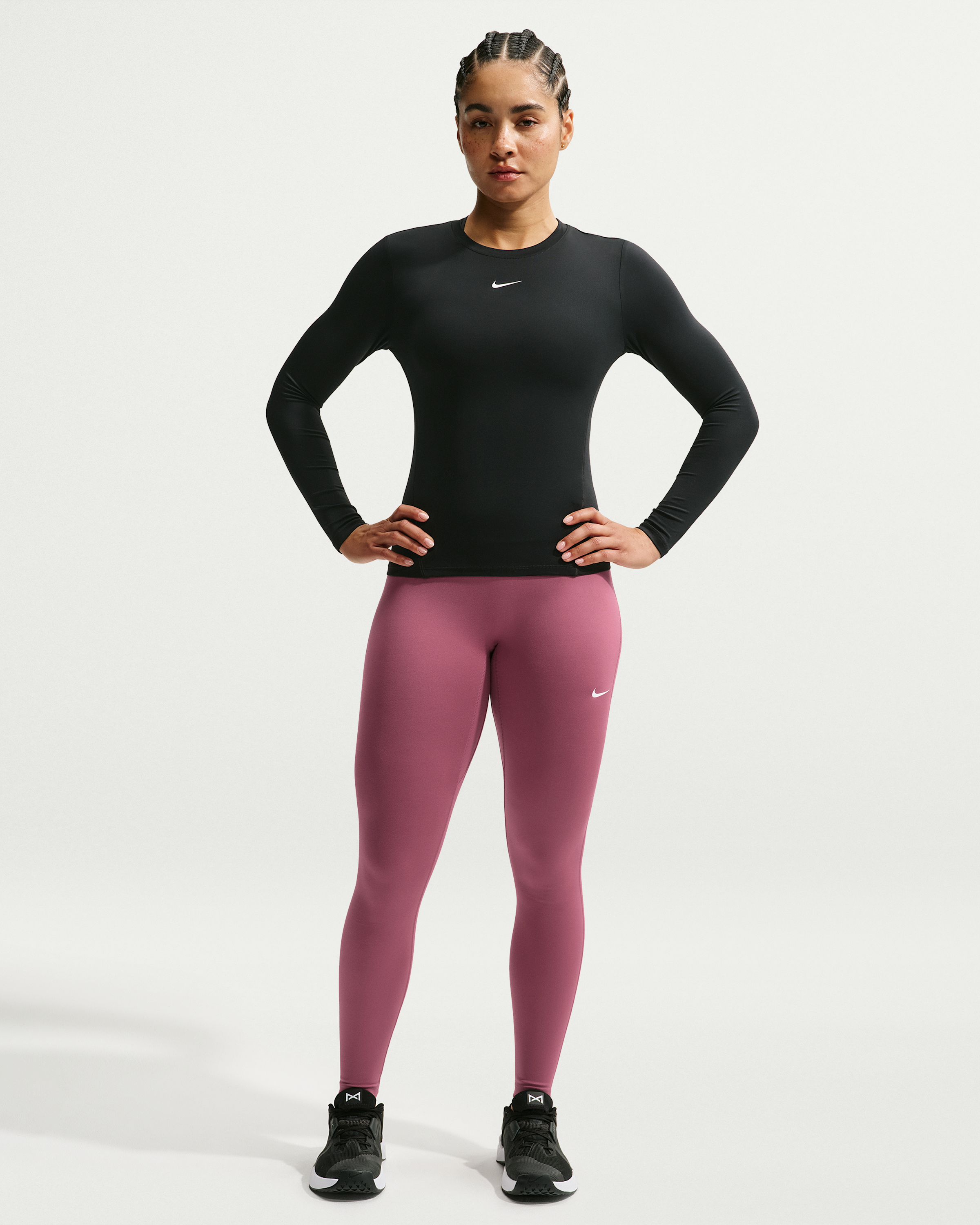 Nike One Seamless Front Women's High-Waisted Full-Length Leggings - Pink Smoke/White - View 1