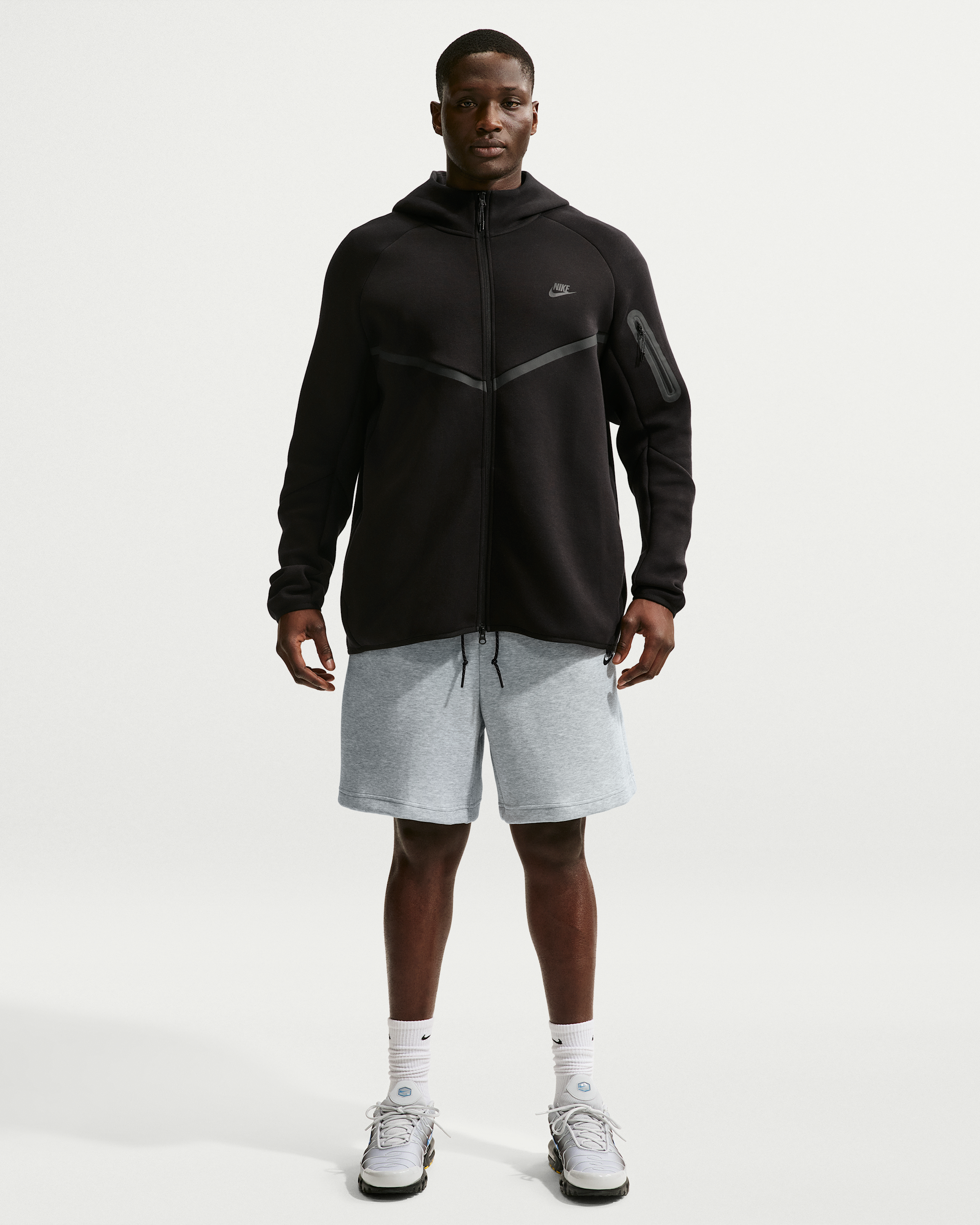 Nike Tech Men's Fleece Shorts - Dark Grey Heather/Black - View 6