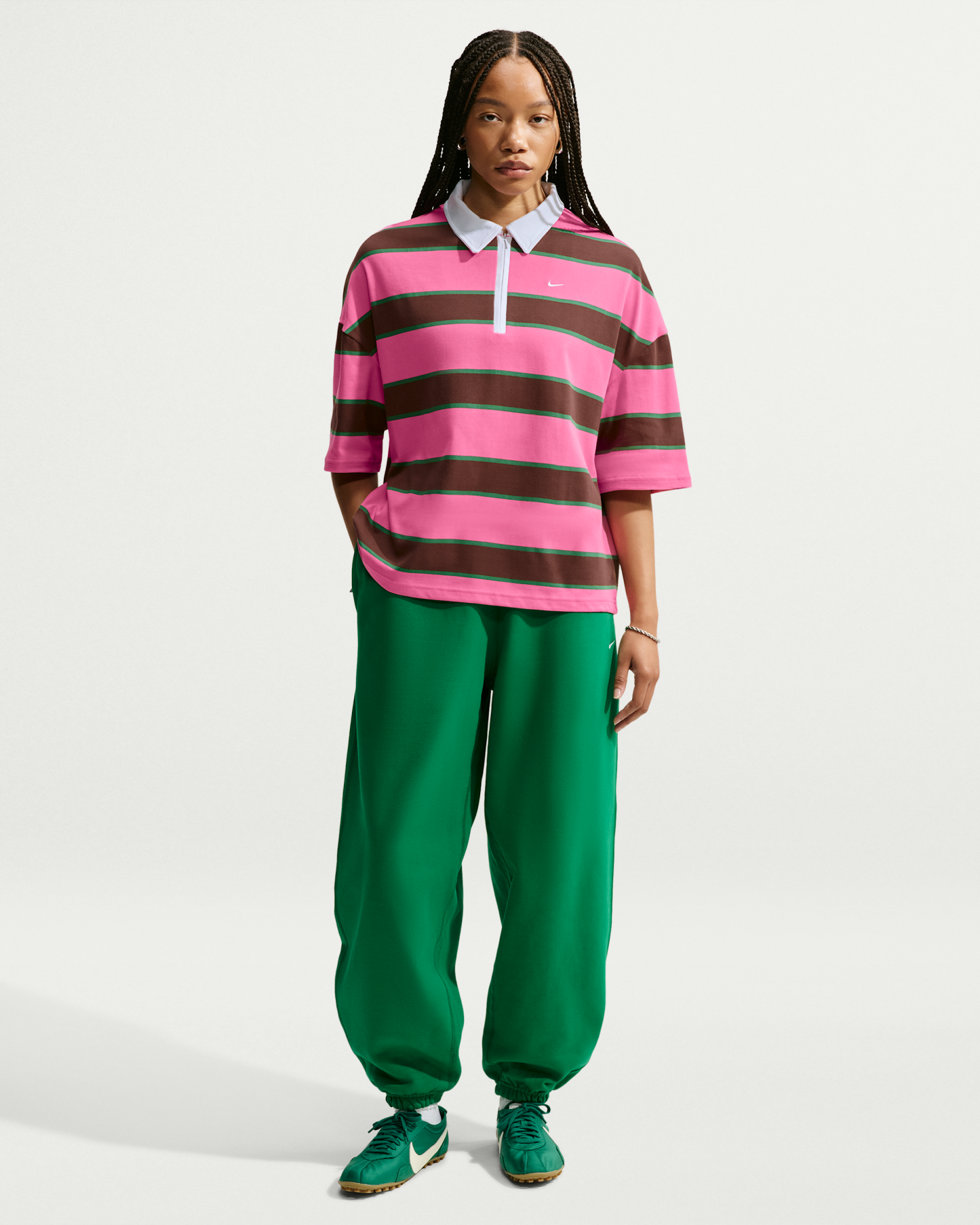Nike Sportswear Women's Polo - Pinksicle/Pine Green/Cacao Wow - View 4
