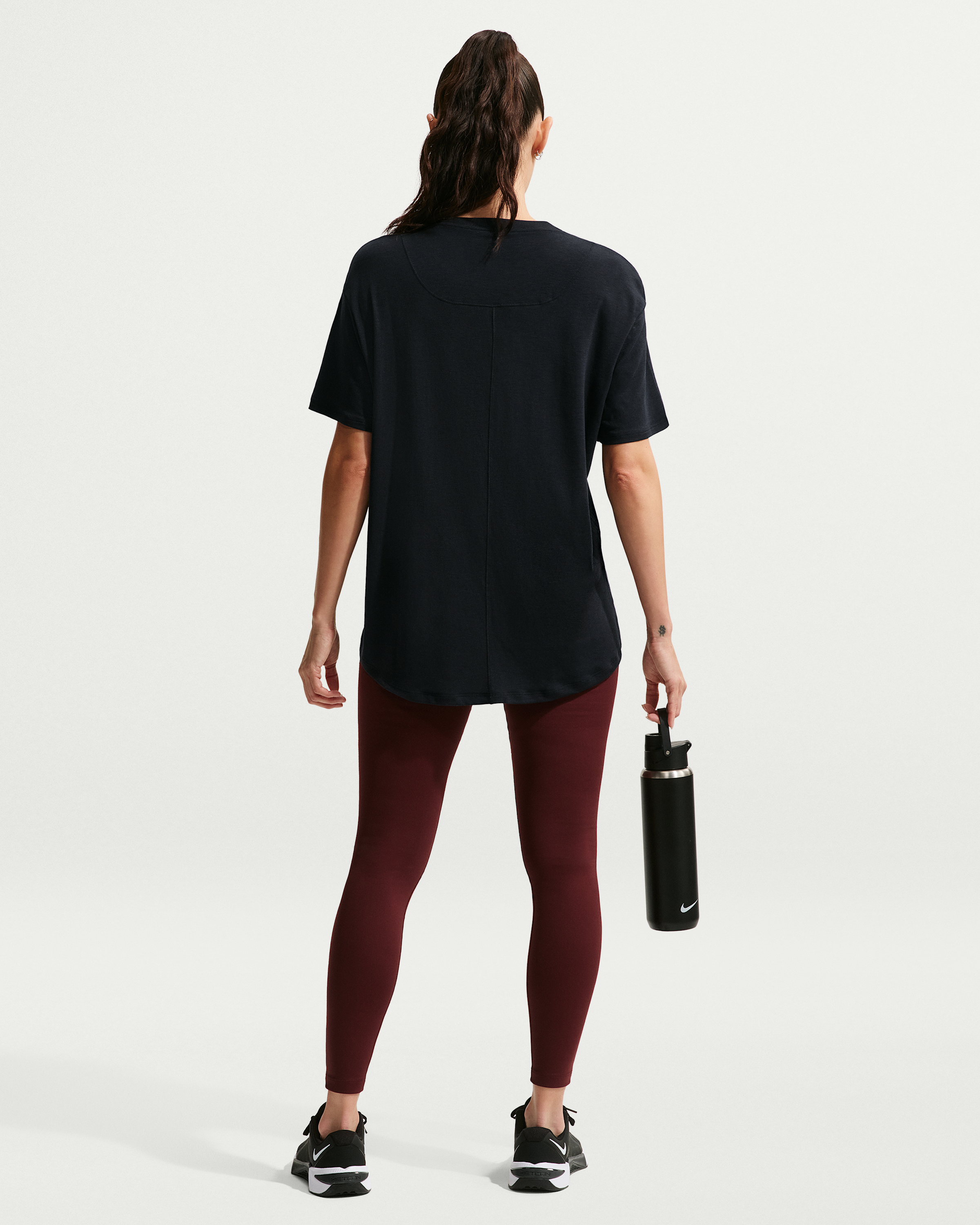 Nike One Relaxed Women's Dri-FIT Short-Sleeve Top - Black/White - View 5