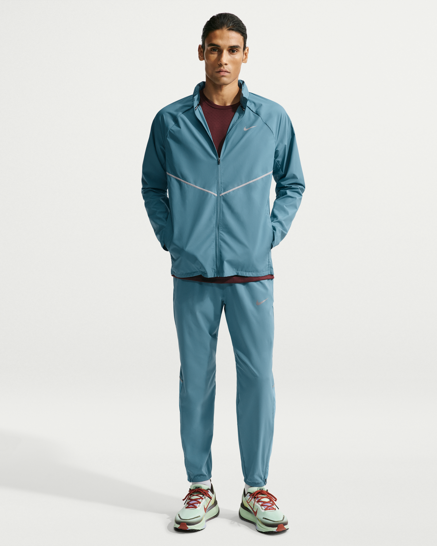 Nike Miler Men's Repel UV Protection Hooded Running Jacket - Smoky Blue/Smoky Blue - View 4