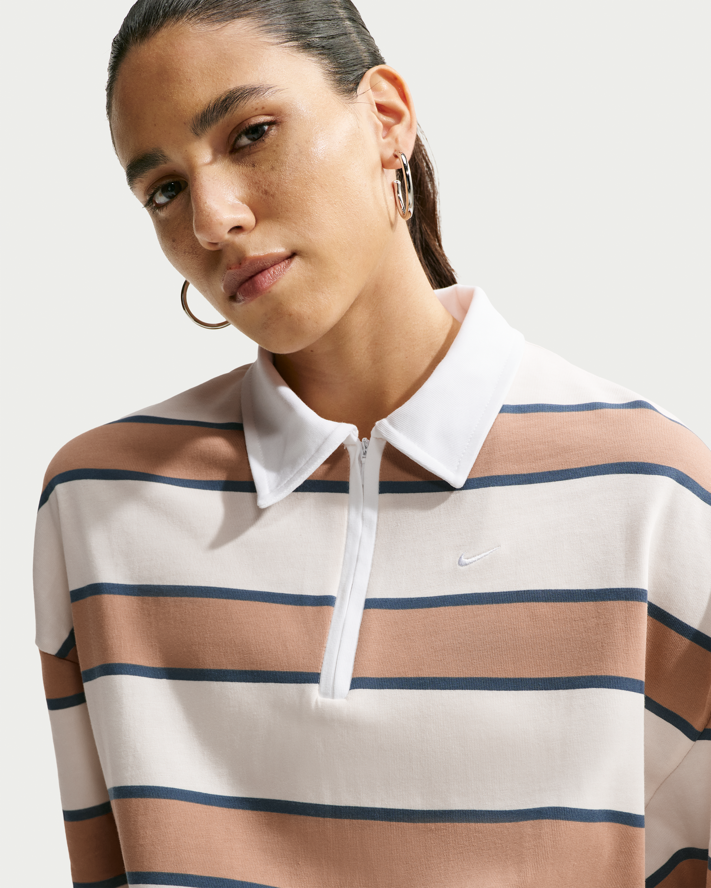 Nike Sportswear Women's Polo - Pale Ivory/Hemp/Thunder Blue - View 3