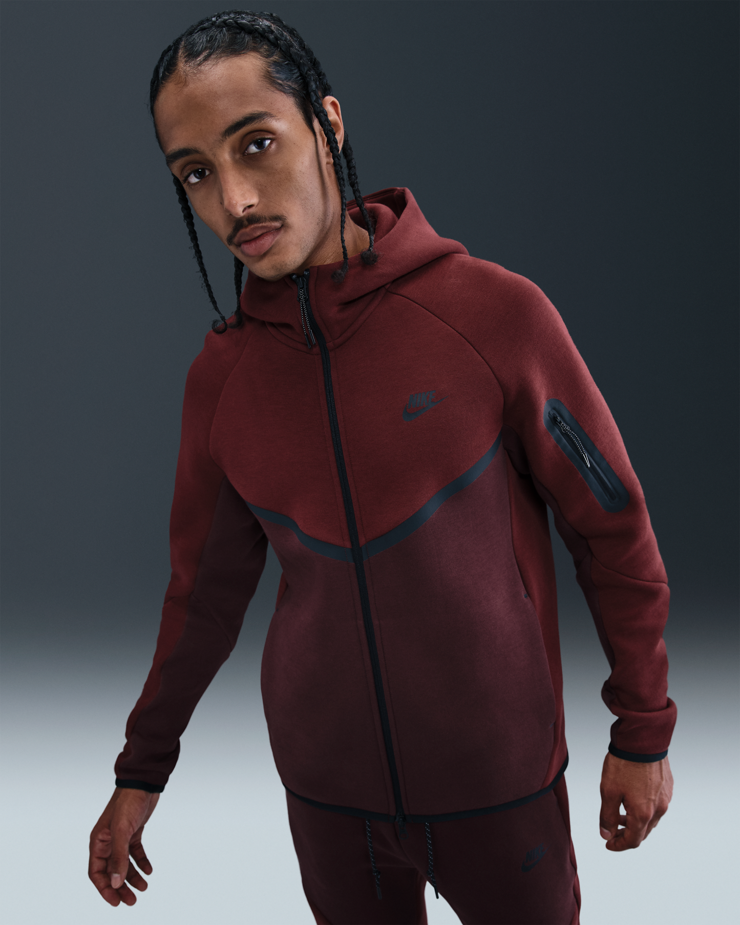 Nike Tech Men's Fleece Windrunner Full-Zip Jacket - Dark Team Red/Burgundy Crush/Black - View 1