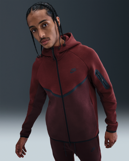 Nike Tech Men's Fleece Windrunner Full-Zip Jacket - Dark Team Red/Burgundy Crush/Black - View 1