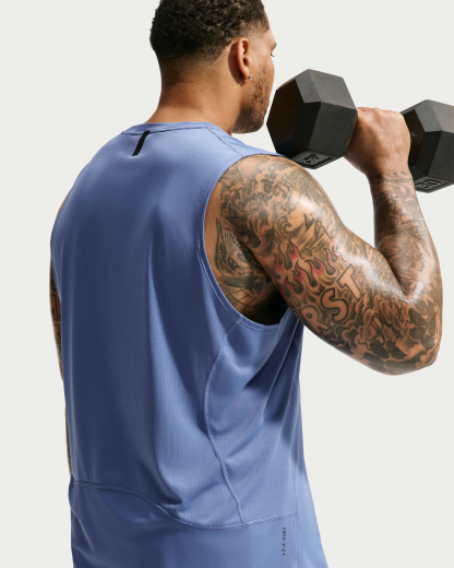 Nike Pro Men's Dri-FIT Training Tank - Indigo Storm/Black - View 8