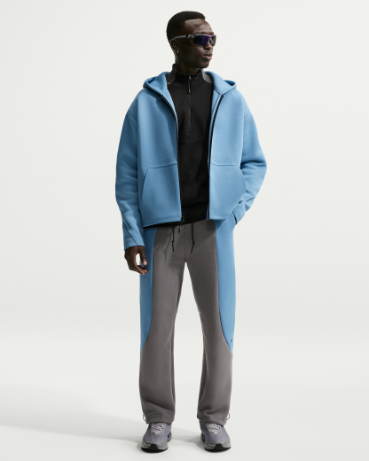 Nike Tech Men's Colour-Block Open-Hem Fleece Trousers - Pencil Point/Work Blue/Black/Black - View 1