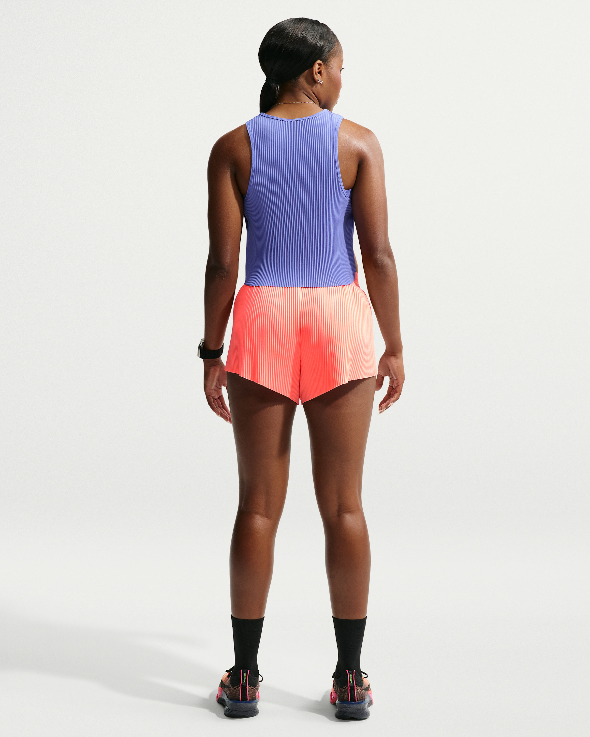 Nike AeroSwift Women's Dri-FIT ADV Mid-Rise 7.5cm (approx.) Brief-Lined Running Shorts - Atomic Pink/Black/White/Old Royal - View 5