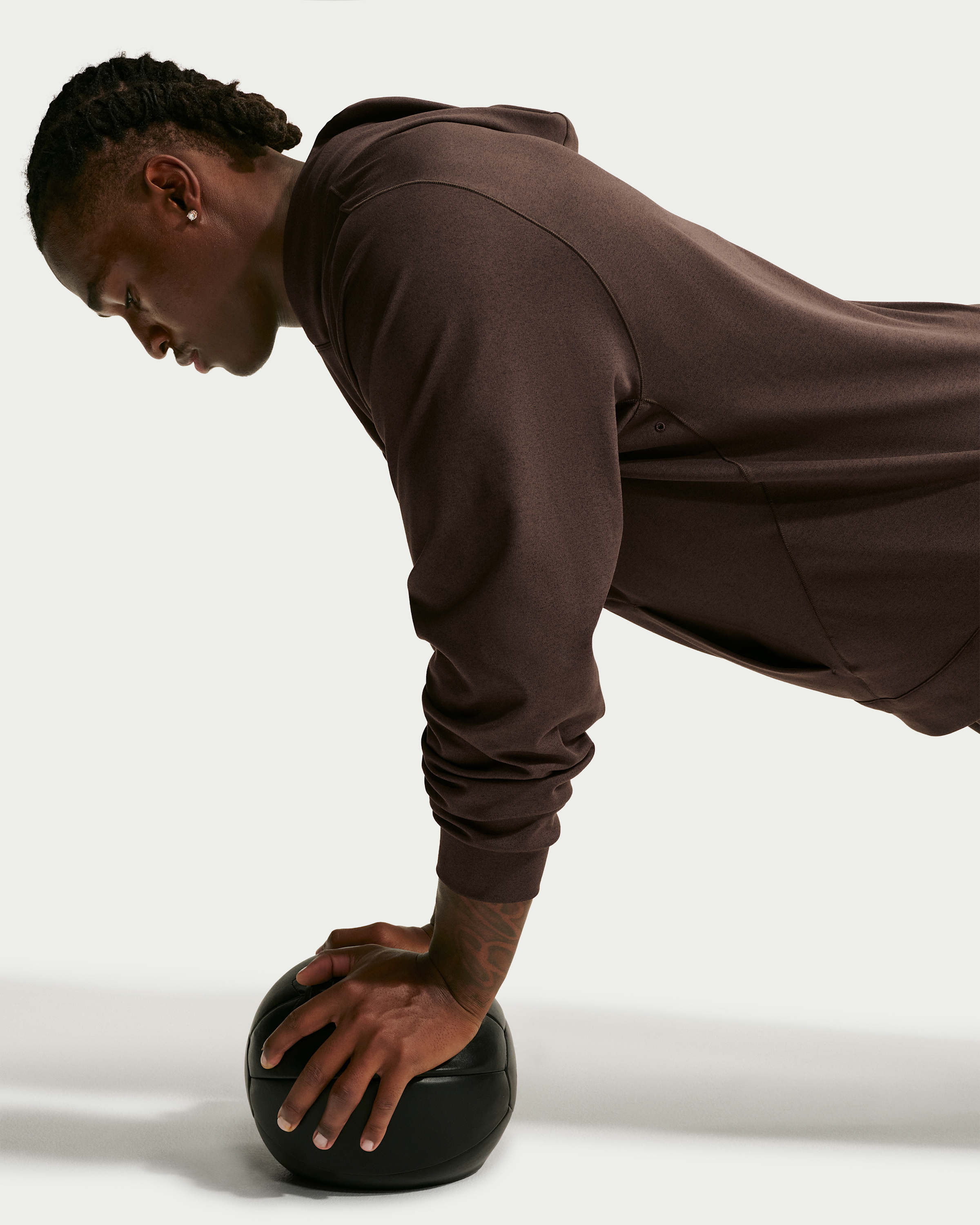 Nike Primary NanoKnit Men's Dri-FIT UV Protection Pullover Performance Hoodie - Baroque Brown/Tar/Heather/Baroque Brown - View 8