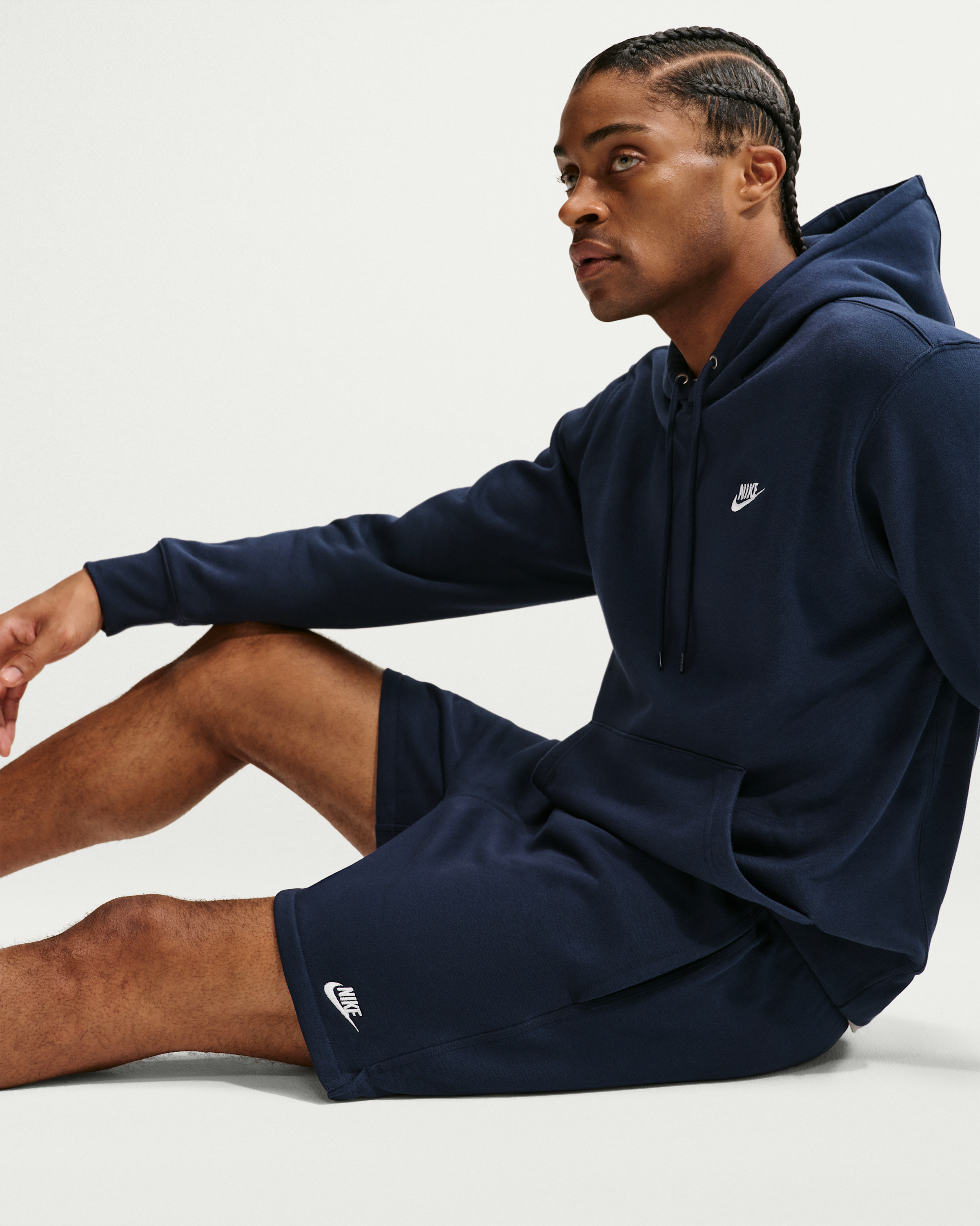Nike Club Men's French Terry Flow Shorts - Obsidian/Obsidian/White - View 4