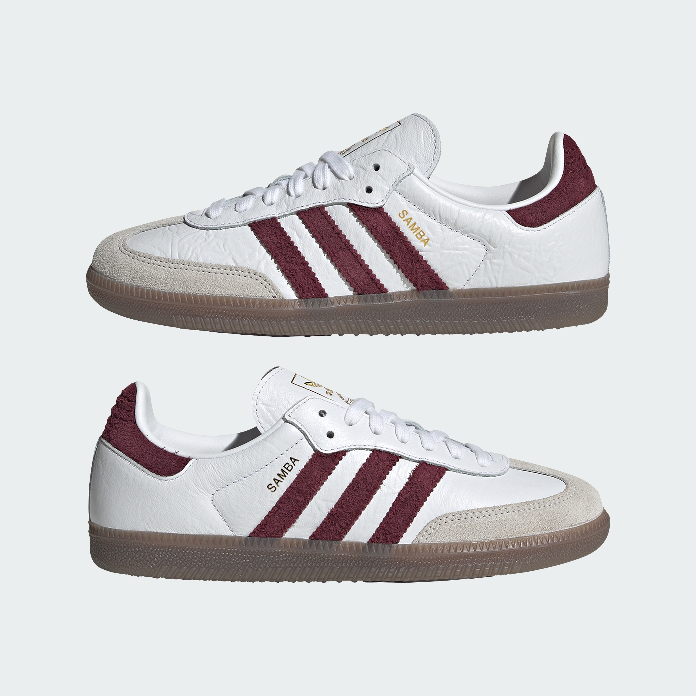 adidas SAMBA OG SHOES - Cloud White / Maroon / Gum - View 8