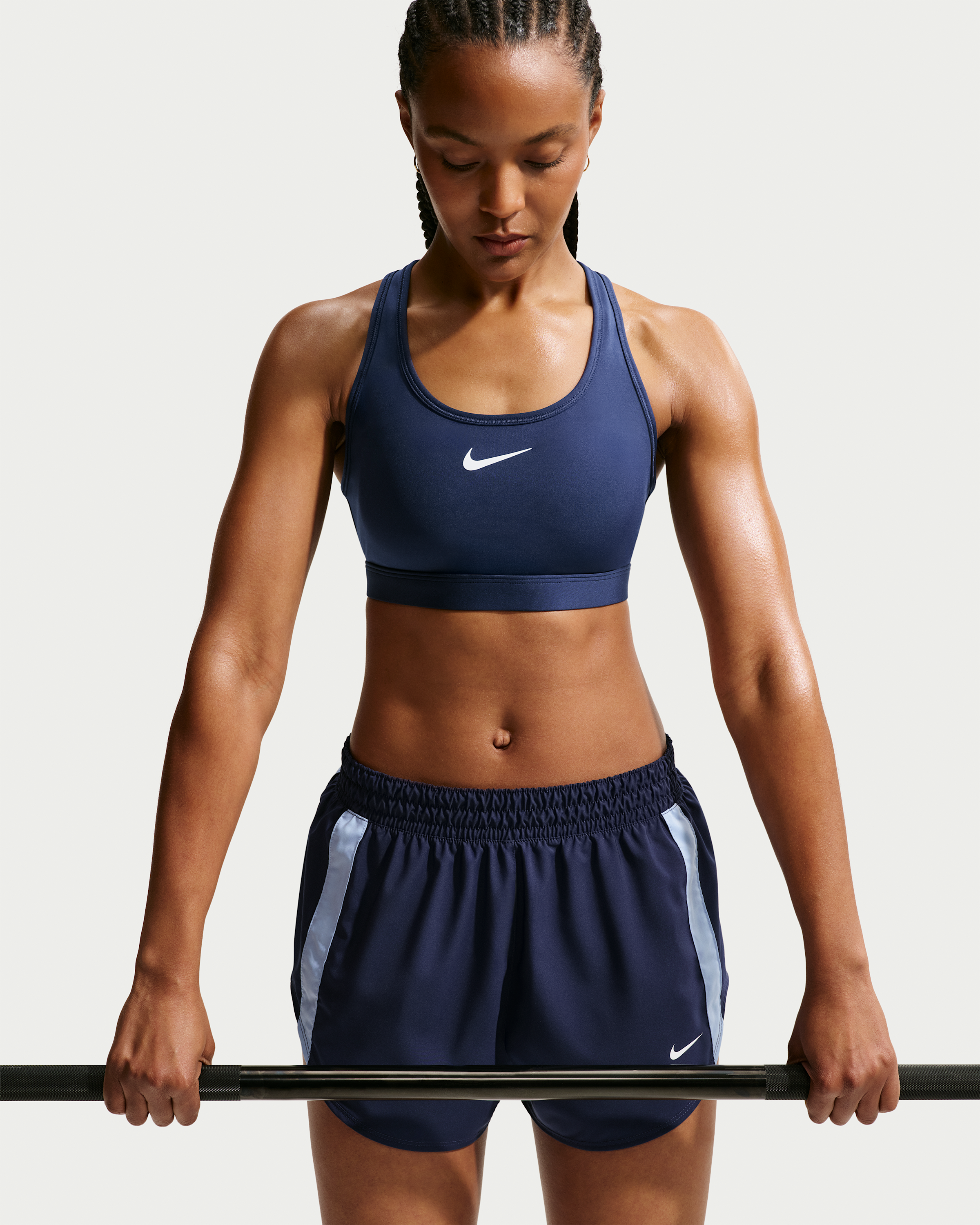 Nike Swoosh Women's Medium-Support Padded Sports Bra - Midnight Navy/White - View 1