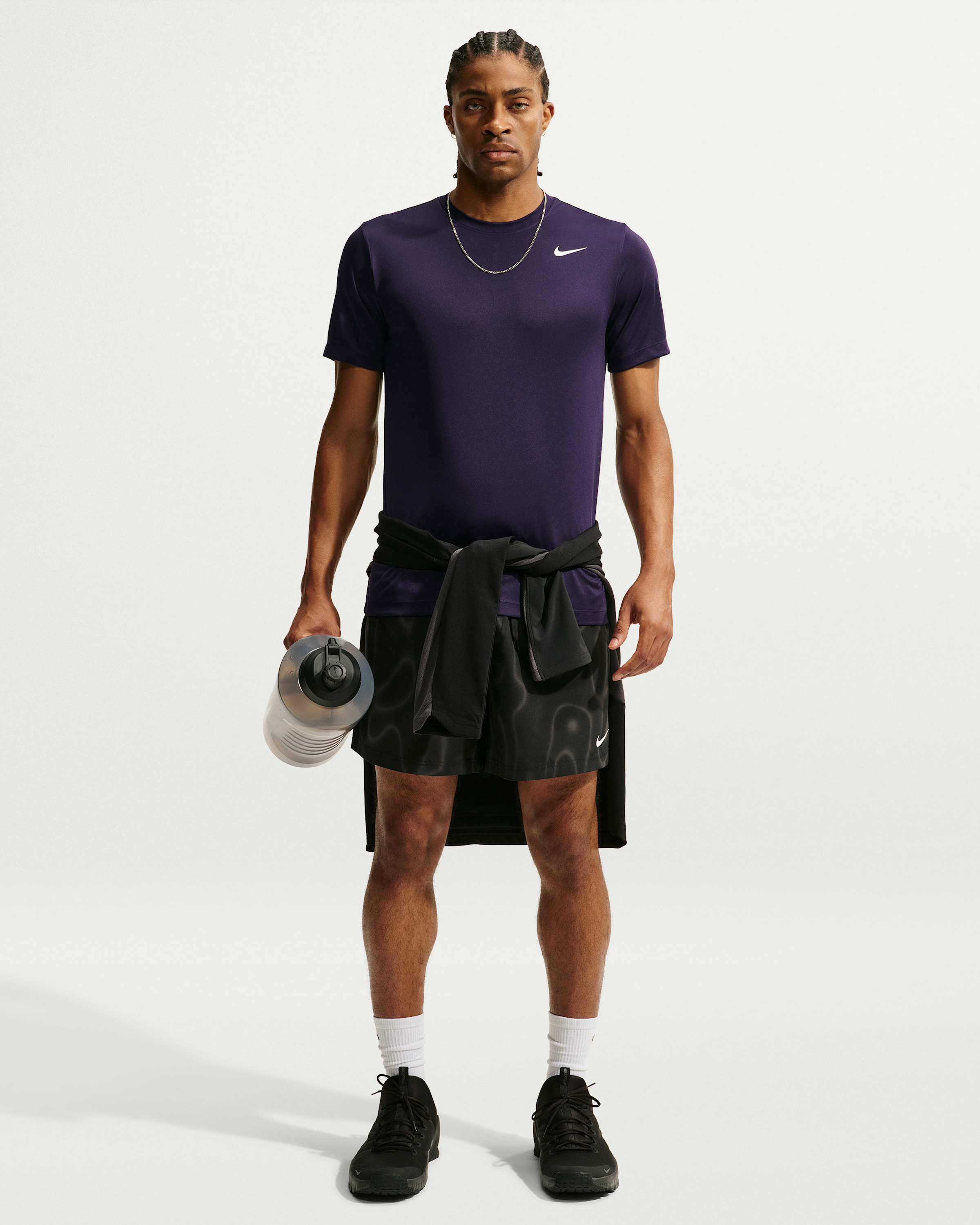 Nike Men's Dri-FIT Training T-Shirt - Purple Dynasty/White - View 4