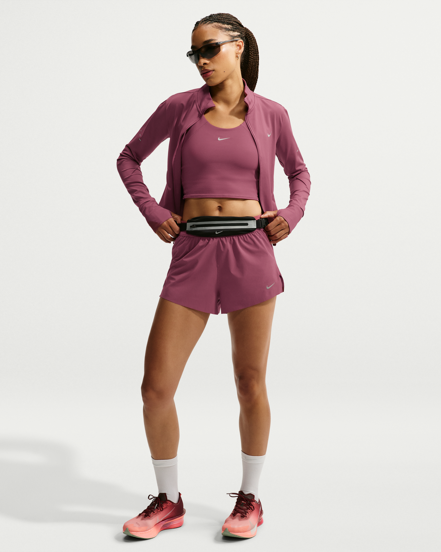 Nike Swift Women's Dri-FIT Mid-Rise 2-in-1 Running Shorts - Pink Smoke/Mystic Dates - View 1