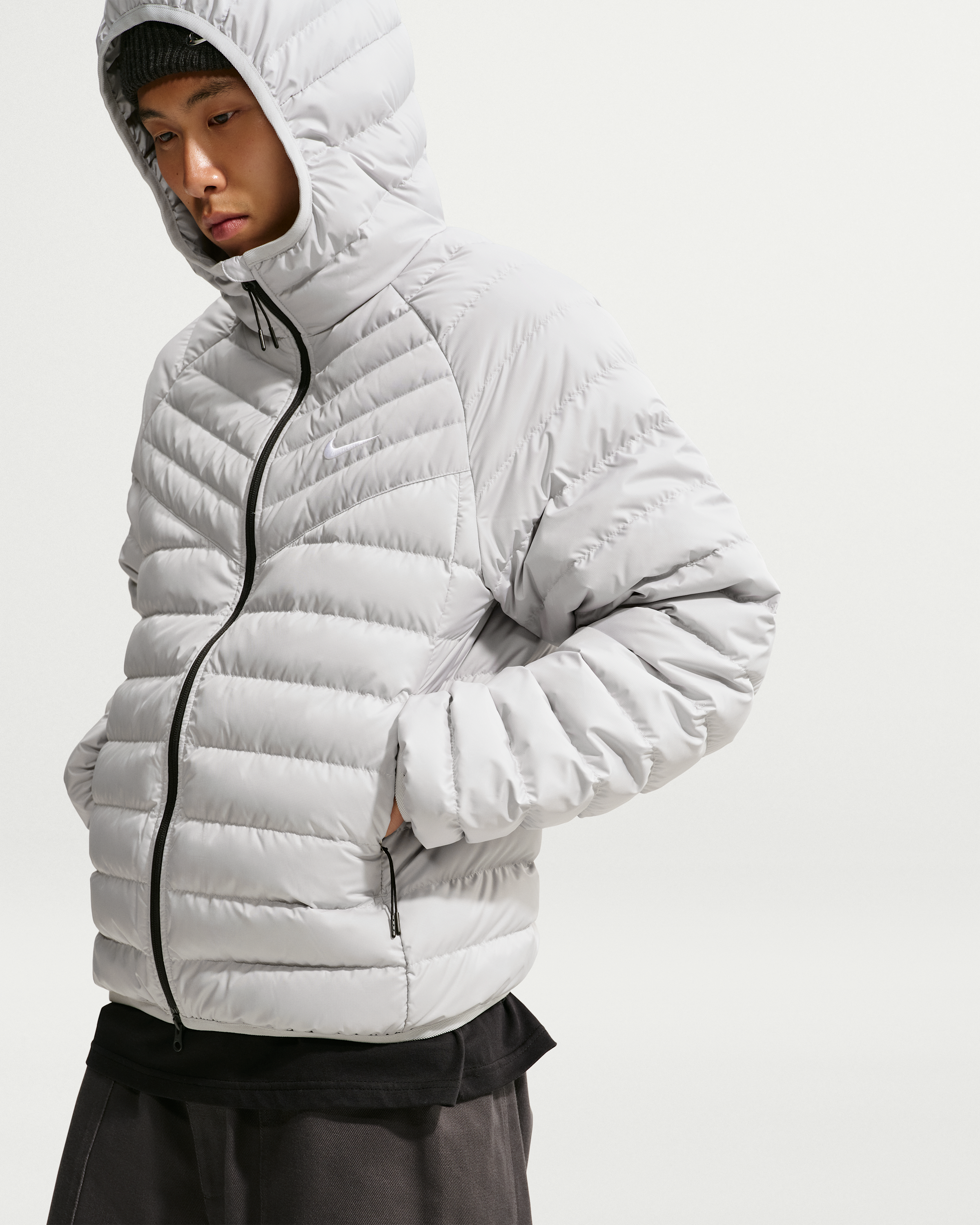 Nike Windrunner Men's Lightweight Down Microchannel Jacket - Grey Fog/White - View 3