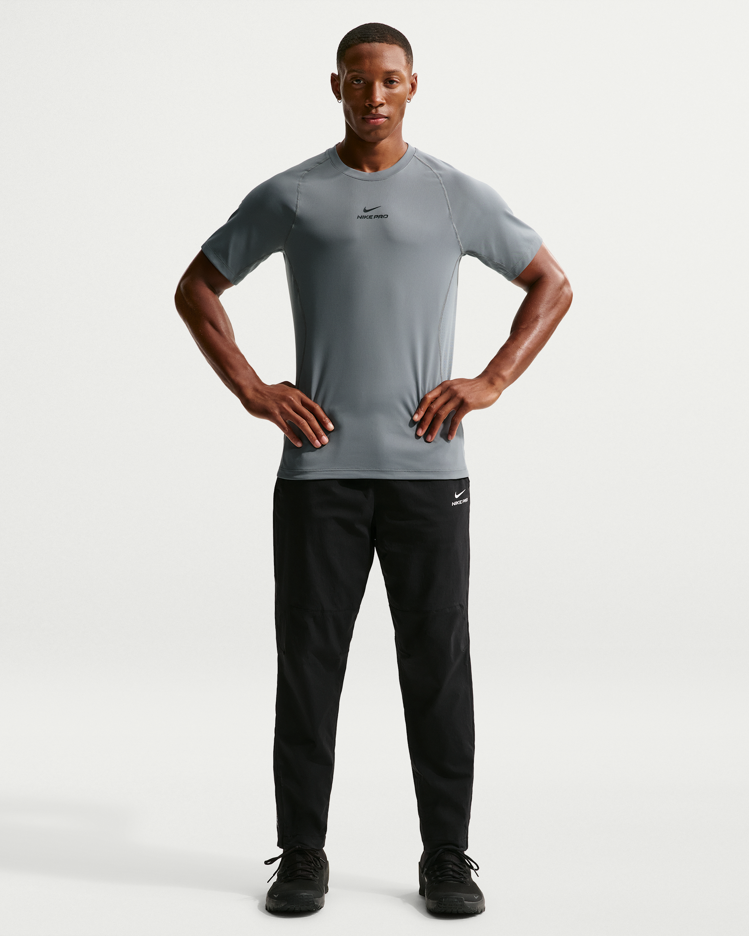 Nike Pro Training Men's Dri-FIT Short-Sleeve Top - Smoke Grey/Black - View 4