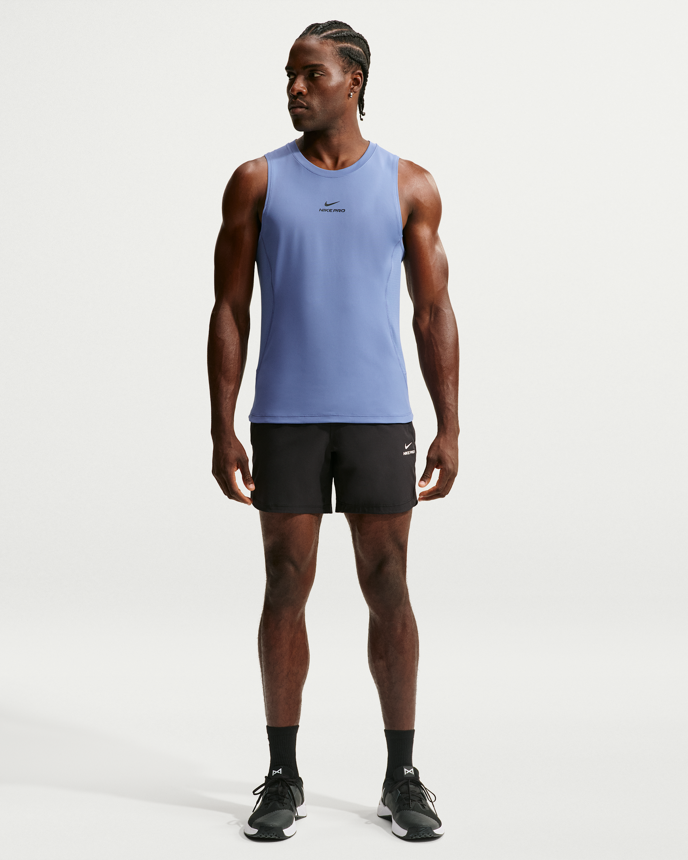 Nike Pro Men's Dri-FIT Training Tank - Indigo Storm/Black - View 4