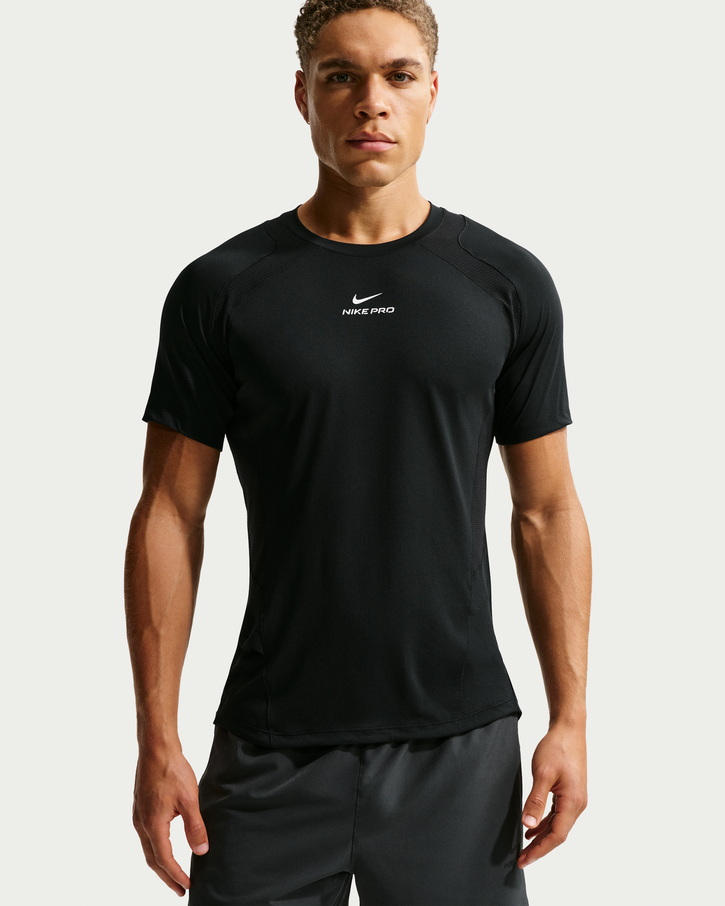 Nike Pro Training Men's Dri-FIT ADV Short-Sleeve Top - Black/Black/White - View 1