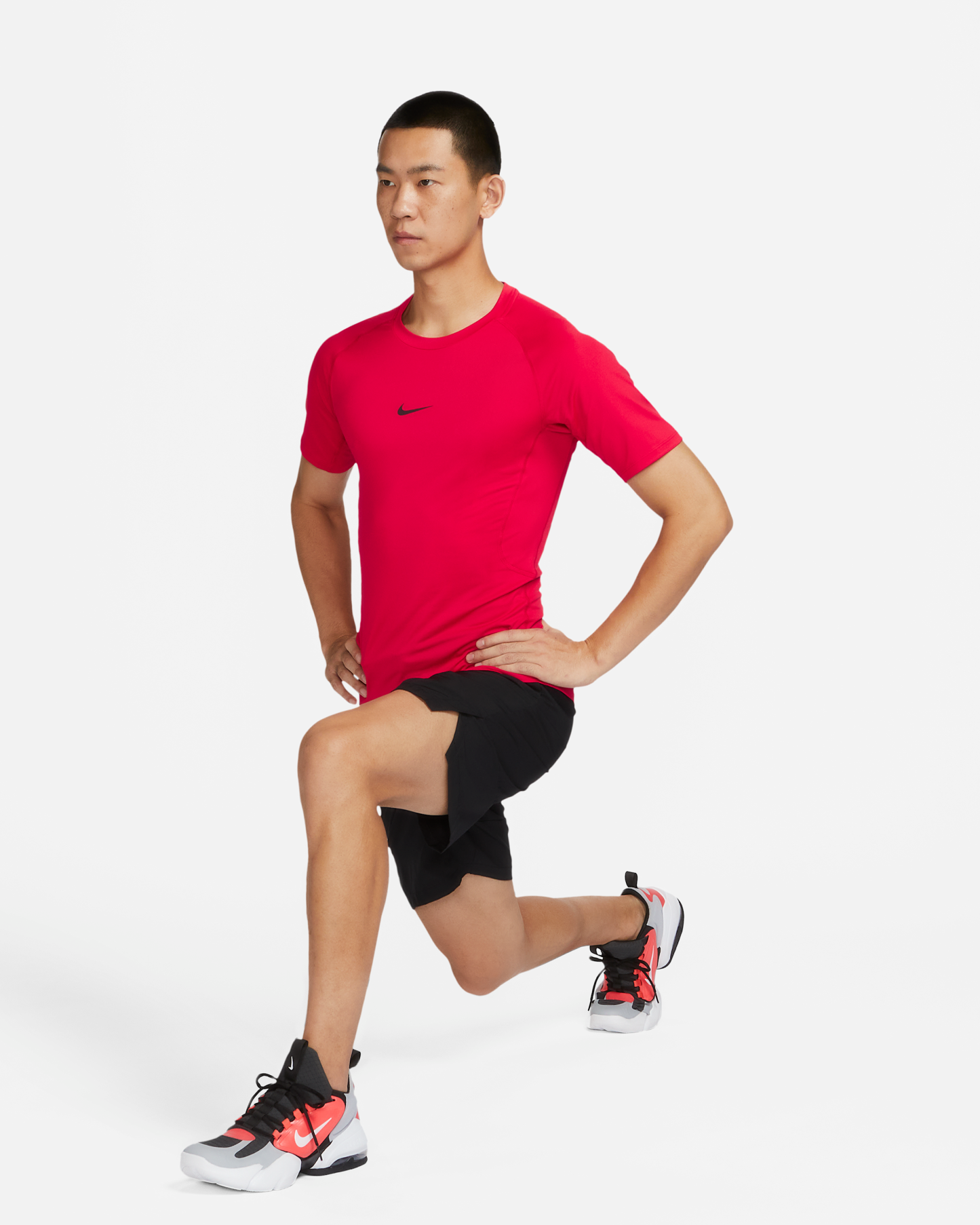 Nike Pro Men's Dri-FIT Tight Short-Sleeve Fitness Top - University Red/Black - View 5