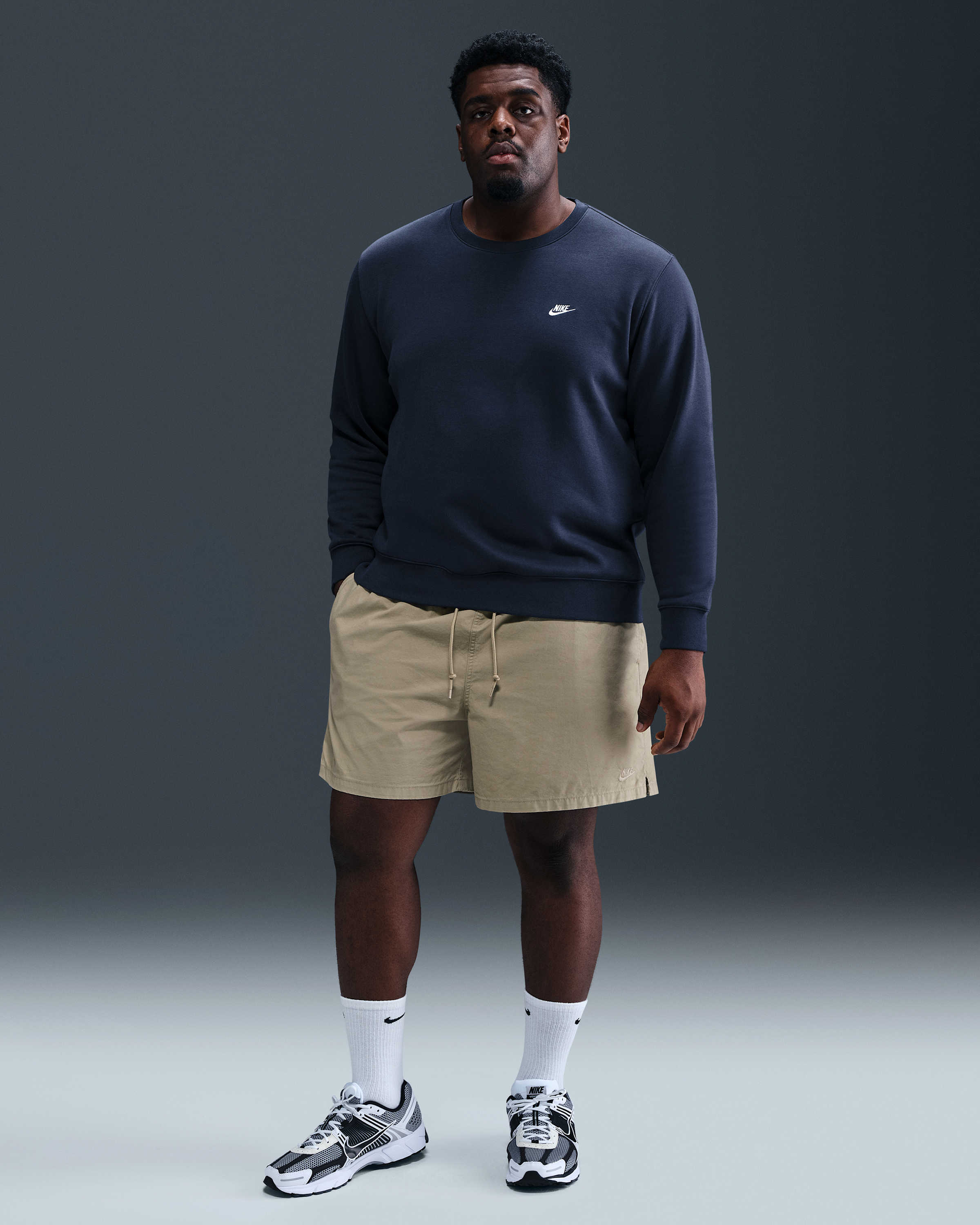 Nike Club Men's Fleece Crew - Obsidian/White - View 9