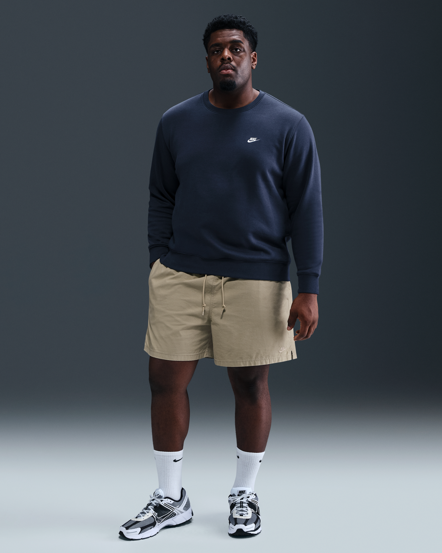Nike Club Men's Fleece Crew - Obsidian/White - View 9